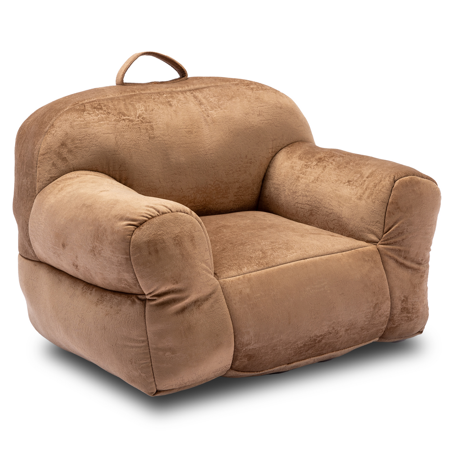 Indoor Use Memory Foam Stuffed Velvet Bean Bag Chair for Children- Brown_8