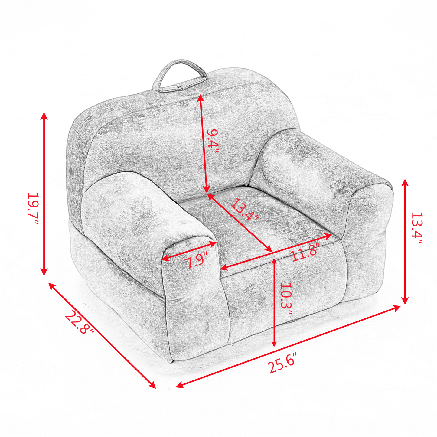 Indoor Use Memory Foam Stuffed Velvet Bean Bag Chair for Children- Brown_12