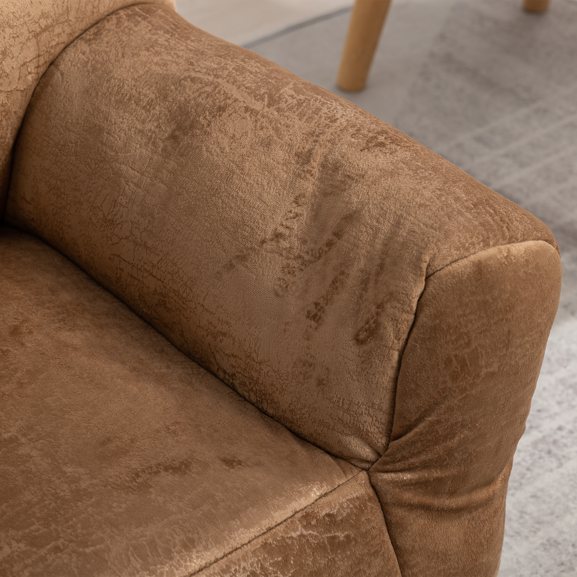 Indoor Use Memory Foam Stuffed Velvet Bean Bag Chair for Children- Brown_13