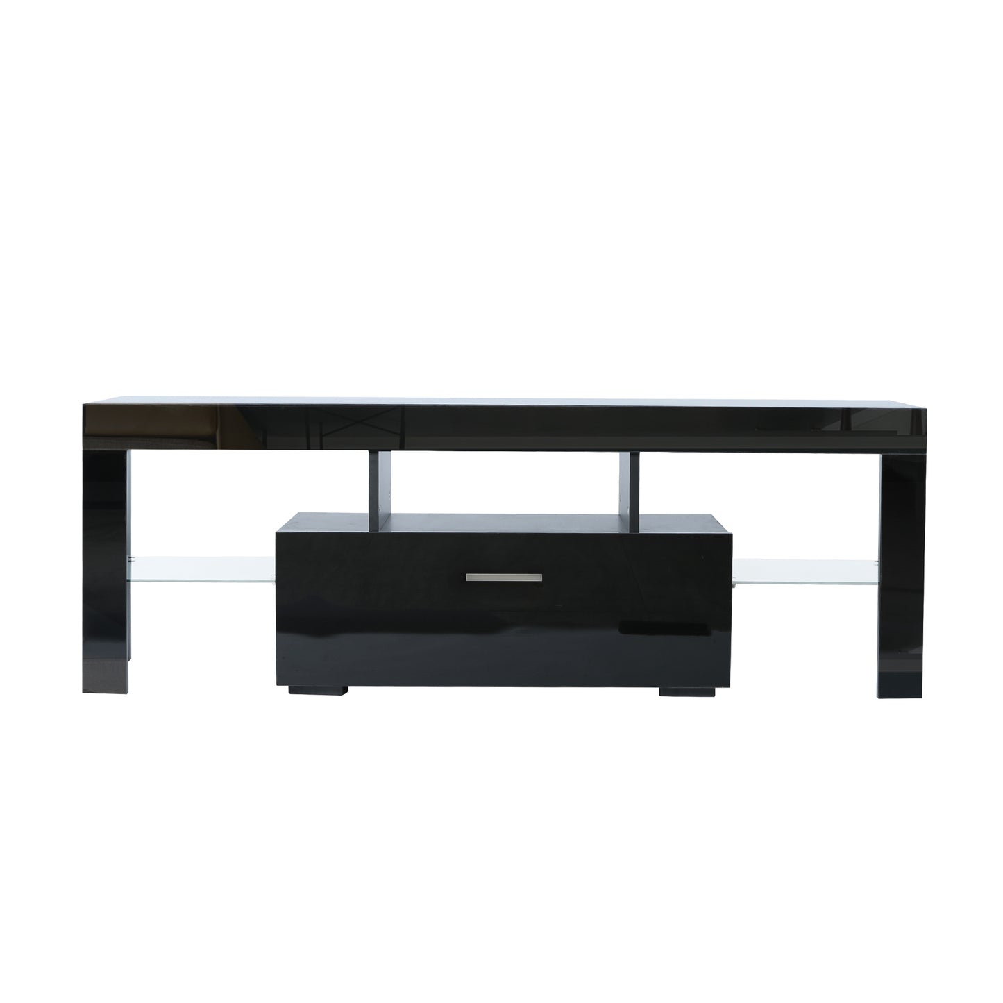 Modern TV Console Storage Media TV Organizing Cabinet Worktop- Black_8