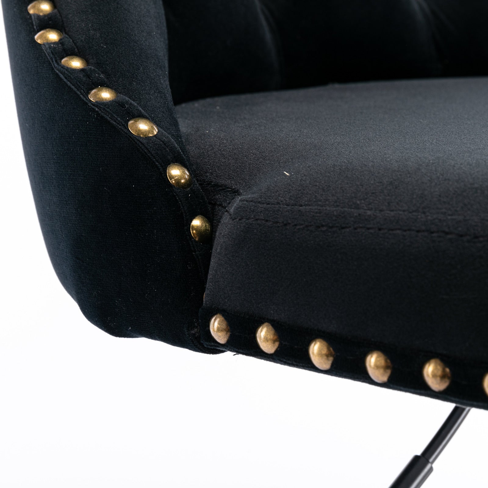 Set of 2 Modern Upholstered Tufted Velvet Armless Bar Stools with Back Rest- Black_15