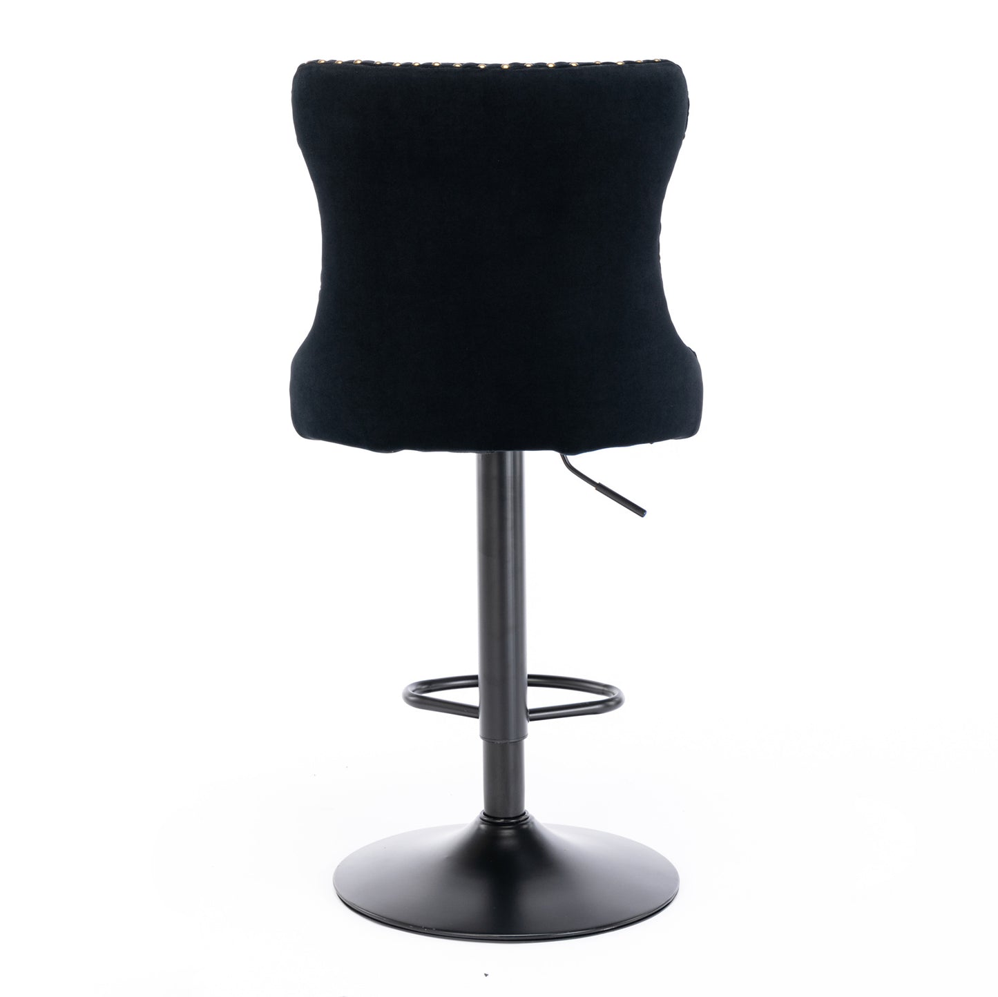 Set of 2 Modern Upholstered Tufted Velvet Armless Bar Stools with Back Rest- Black_10