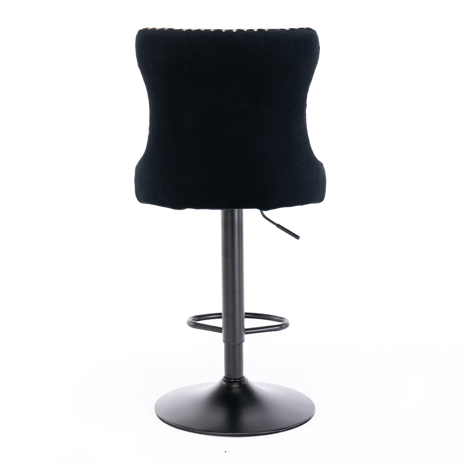Set of 2 Modern Upholstered Tufted Velvet Armless Bar Stools with Back Rest- Black_10