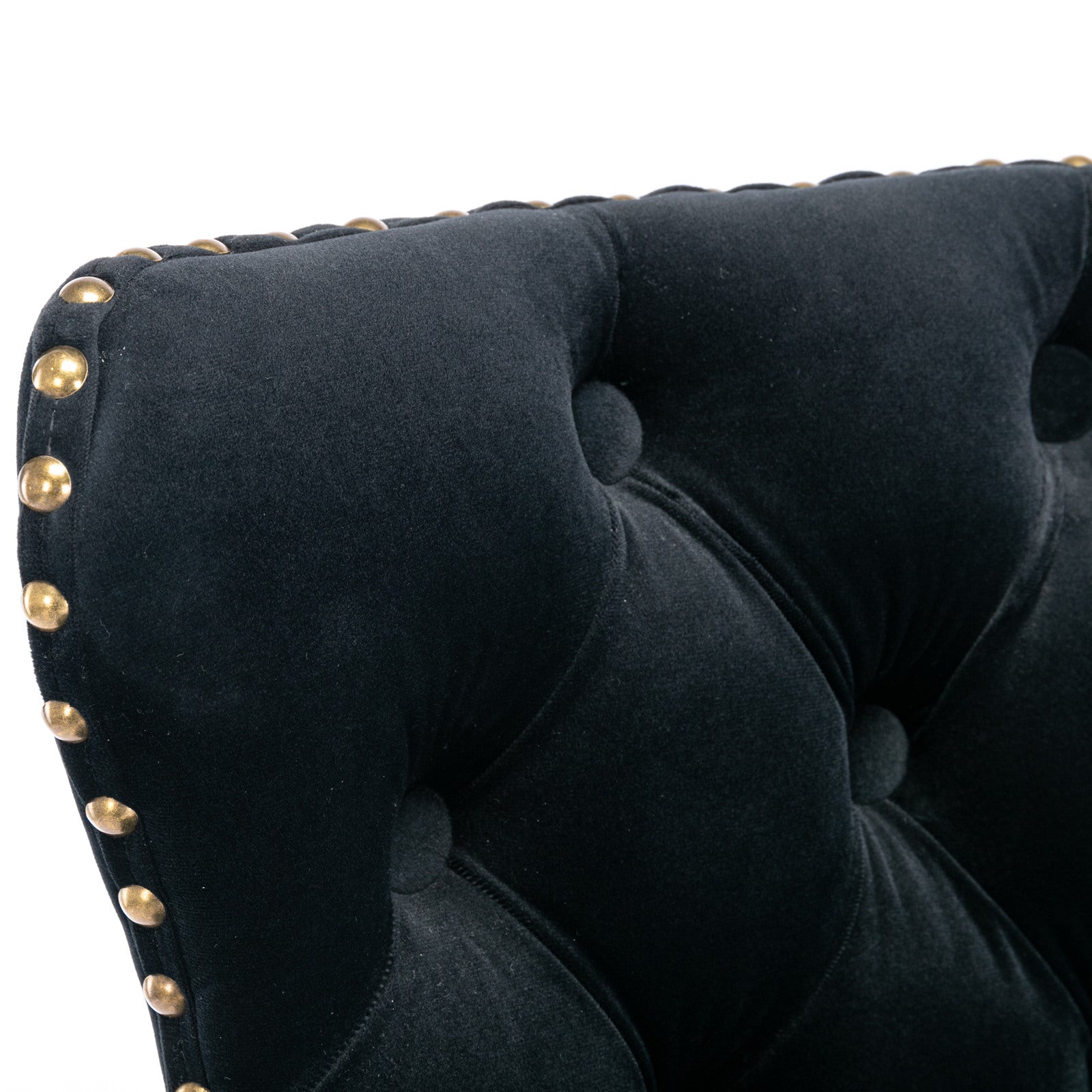 Set of 2 Modern Upholstered Tufted Velvet Armless Bar Stools with Back Rest- Black_12