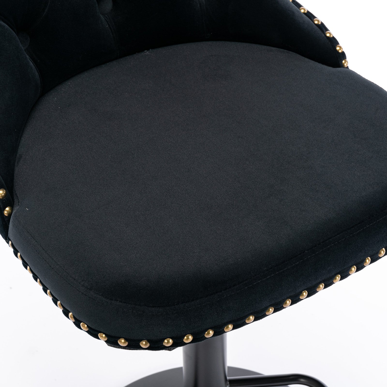 Set of 2 Modern Upholstered Tufted Velvet Armless Bar Stools with Back Rest- Black_14
