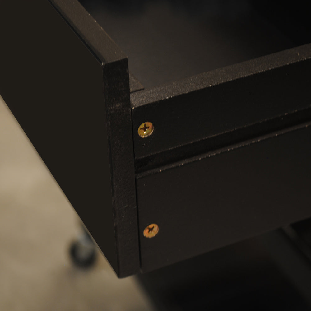 Rubber Wood Top Simple Design Mobile Kitchen Island with Two Lockable Wheels- Black_6