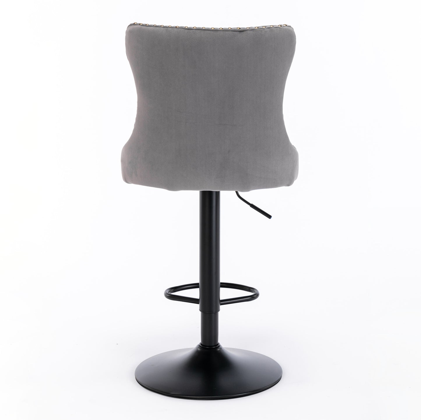 Set of 2 Modern Upholstered Tufted Velvet Armless Bar Stools with Back Rest- Grey_9