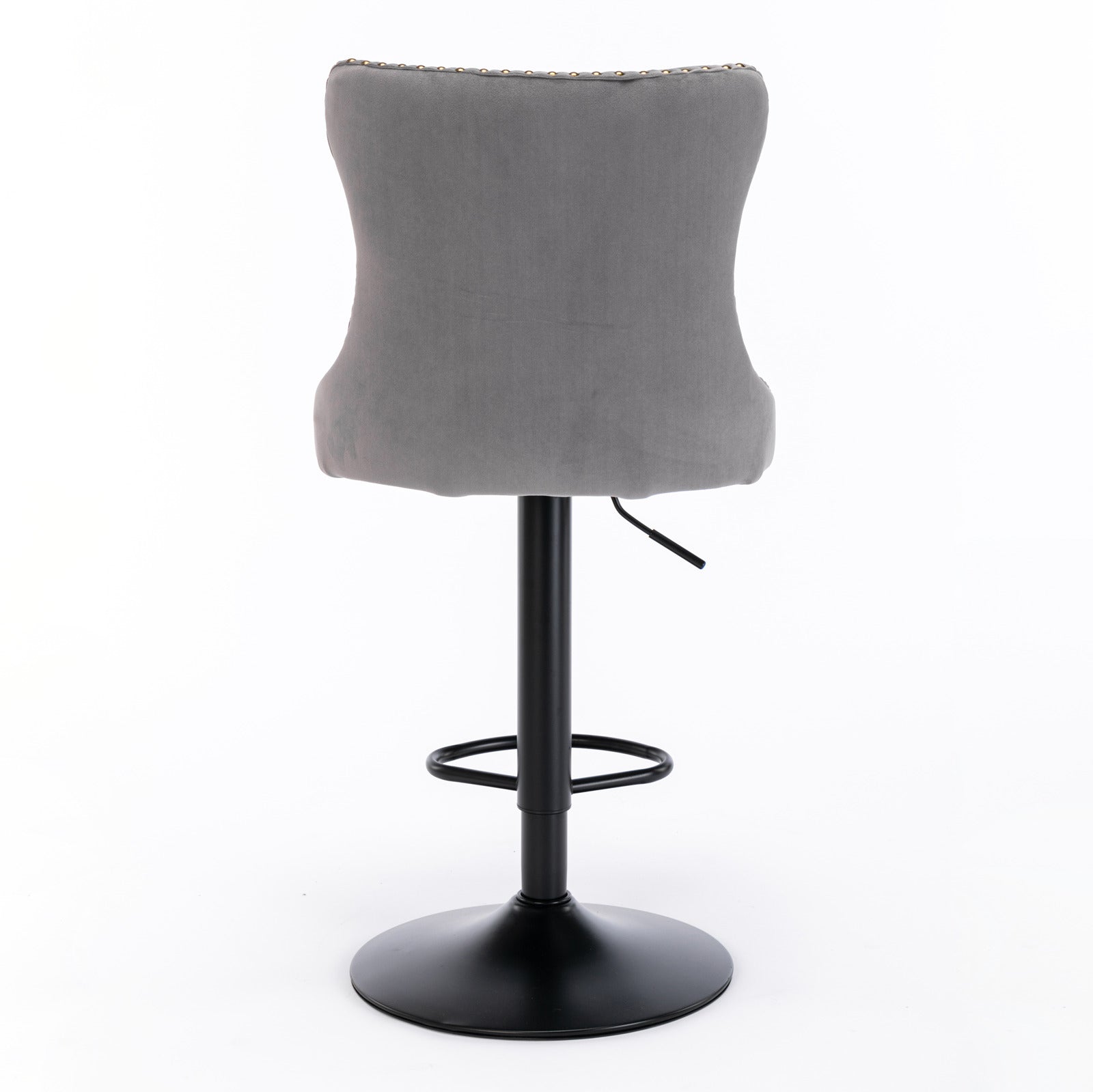 Set of 2 Modern Upholstered Tufted Velvet Armless Bar Stools with Back Rest- Grey_9