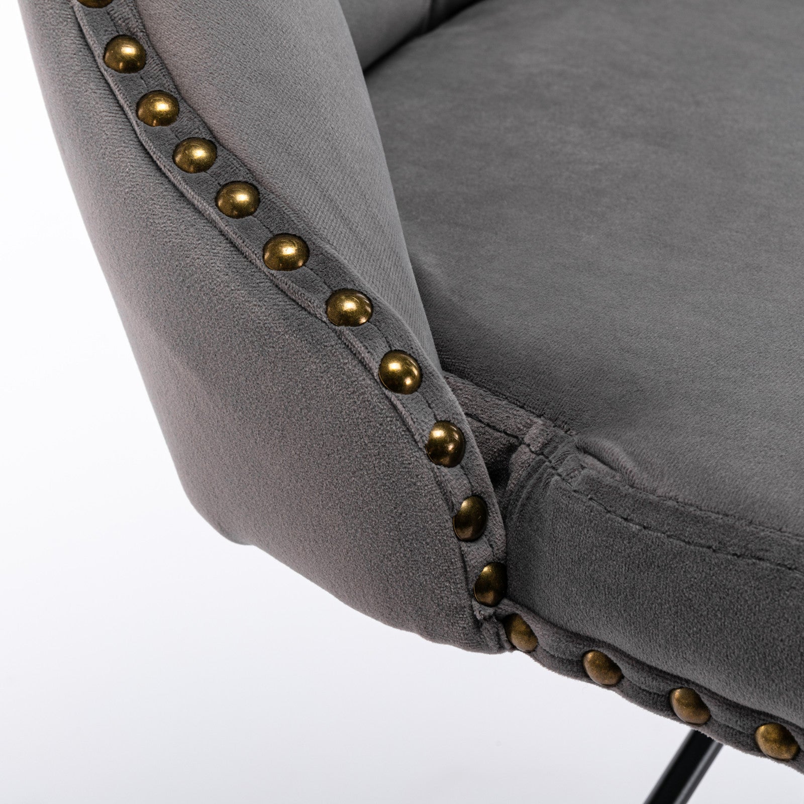 Set of 2 Modern Upholstered Tufted Velvet Armless Bar Stools with Back Rest- Grey_13