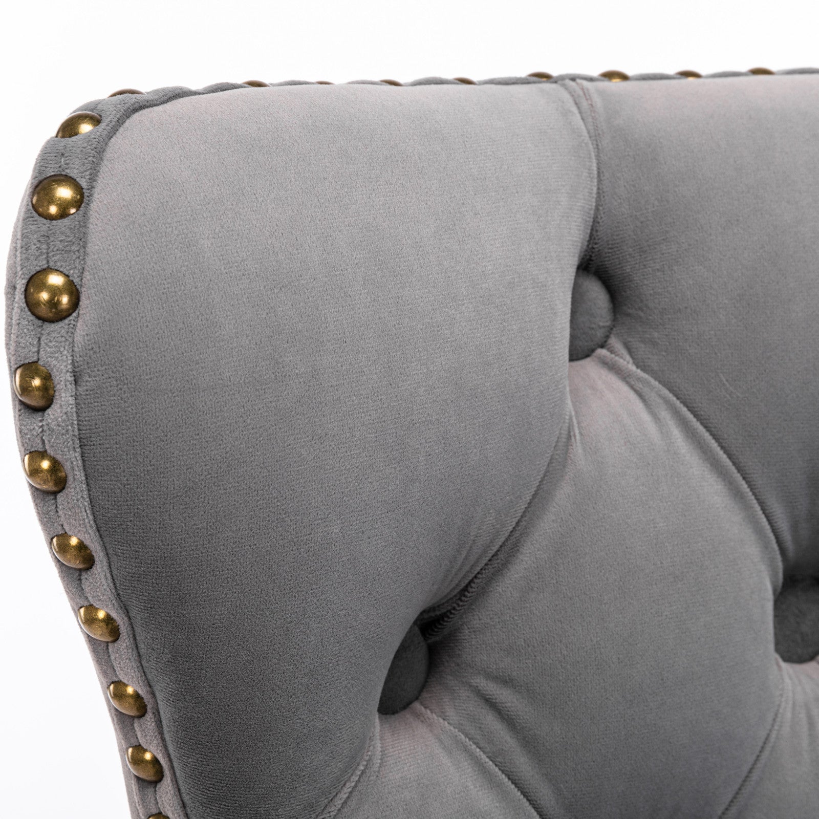 Set of 2 Modern Upholstered Tufted Velvet Armless Bar Stools with Back Rest- Grey_14