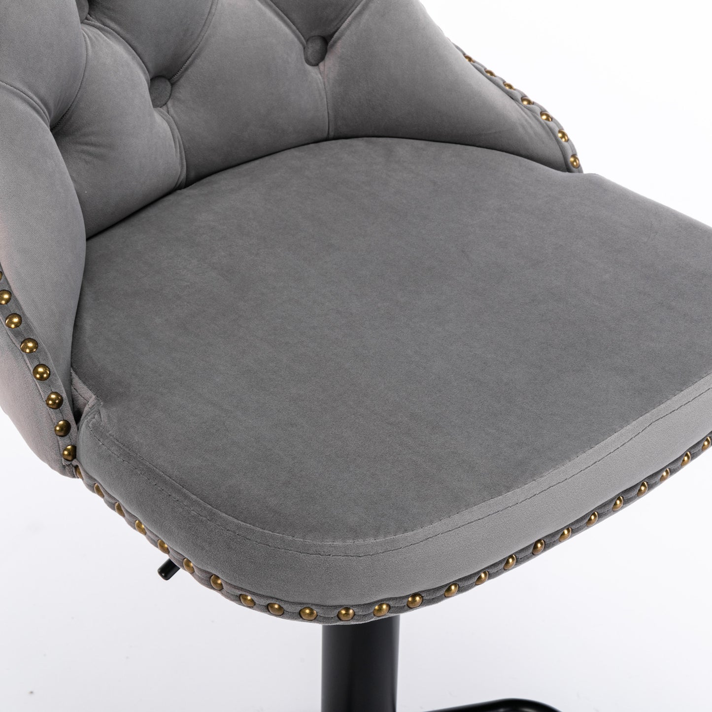 Set of 2 Modern Upholstered Tufted Velvet Armless Bar Stools with Back Rest- Grey_11