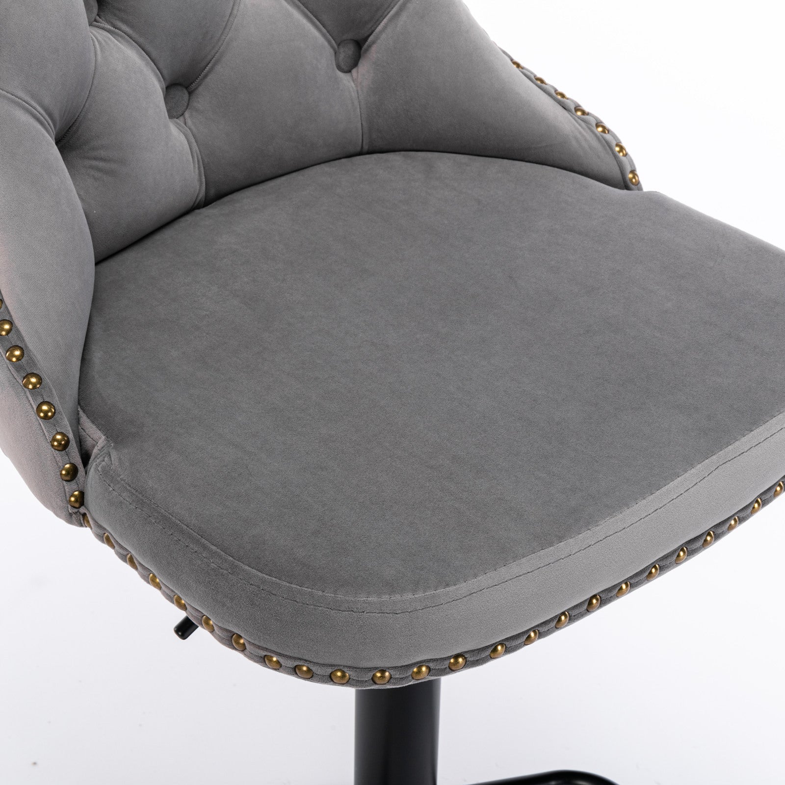Set of 2 Modern Upholstered Tufted Velvet Armless Bar Stools with Back Rest- Grey_11