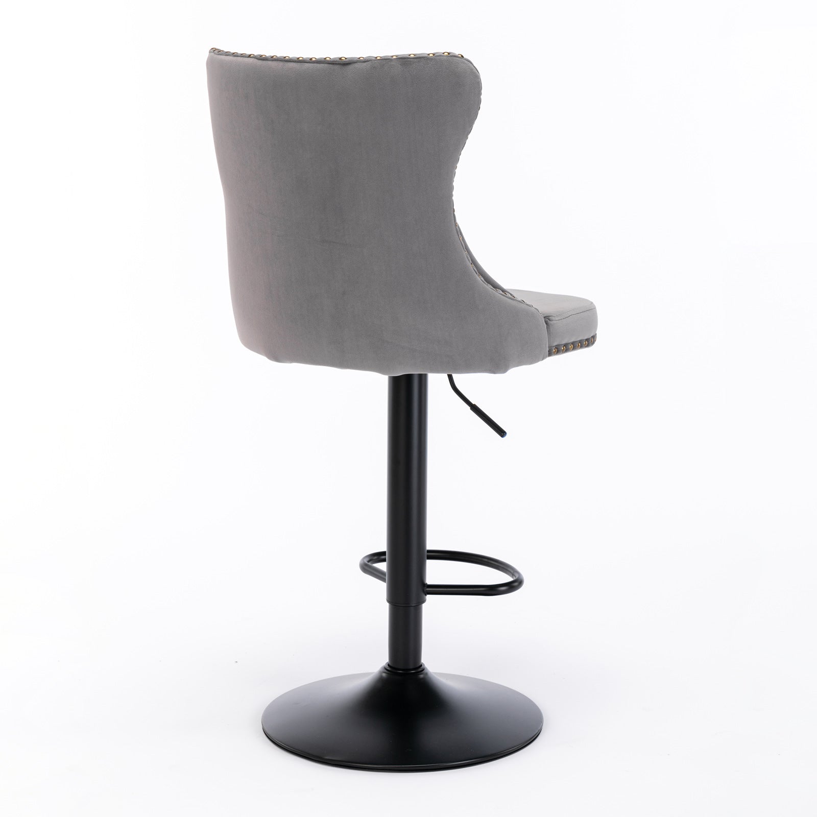 Set of 2 Modern Upholstered Tufted Velvet Armless Bar Stools with Back Rest- Grey_8