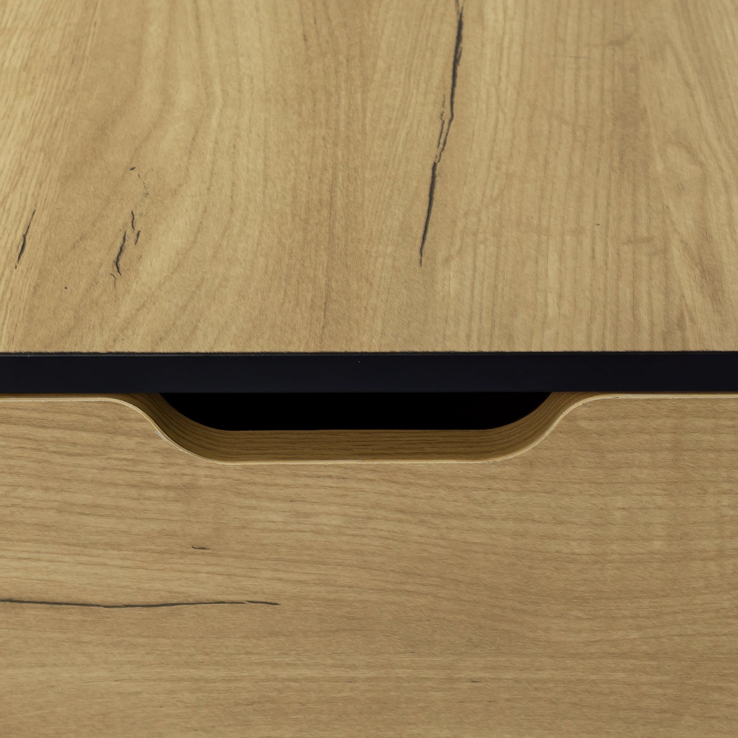 Coffee Table with Solid Wood Legs Support and Big Storage Space- Black+Brown_7