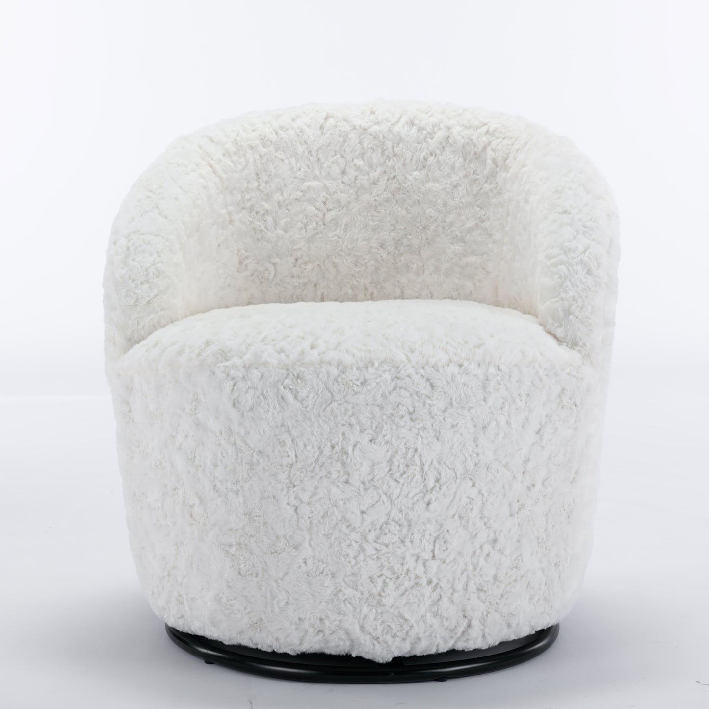 Compact Modern Velvet Fabric Swivel Accent Barrel Chair With Black Powder Coating- Gray_2