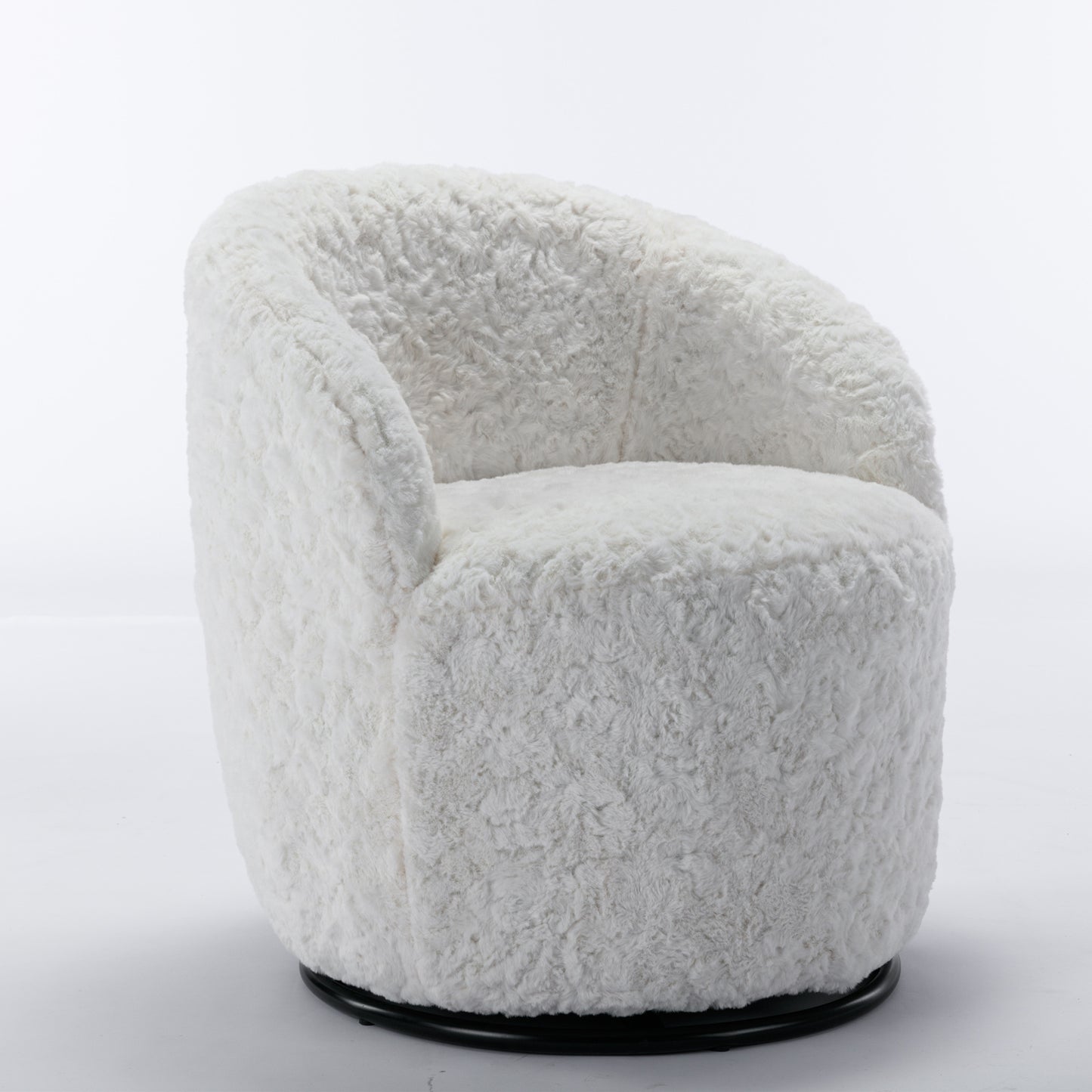 Compact Modern Velvet Fabric Swivel Accent Barrel Chair With Black Powder Coating- Gray_3