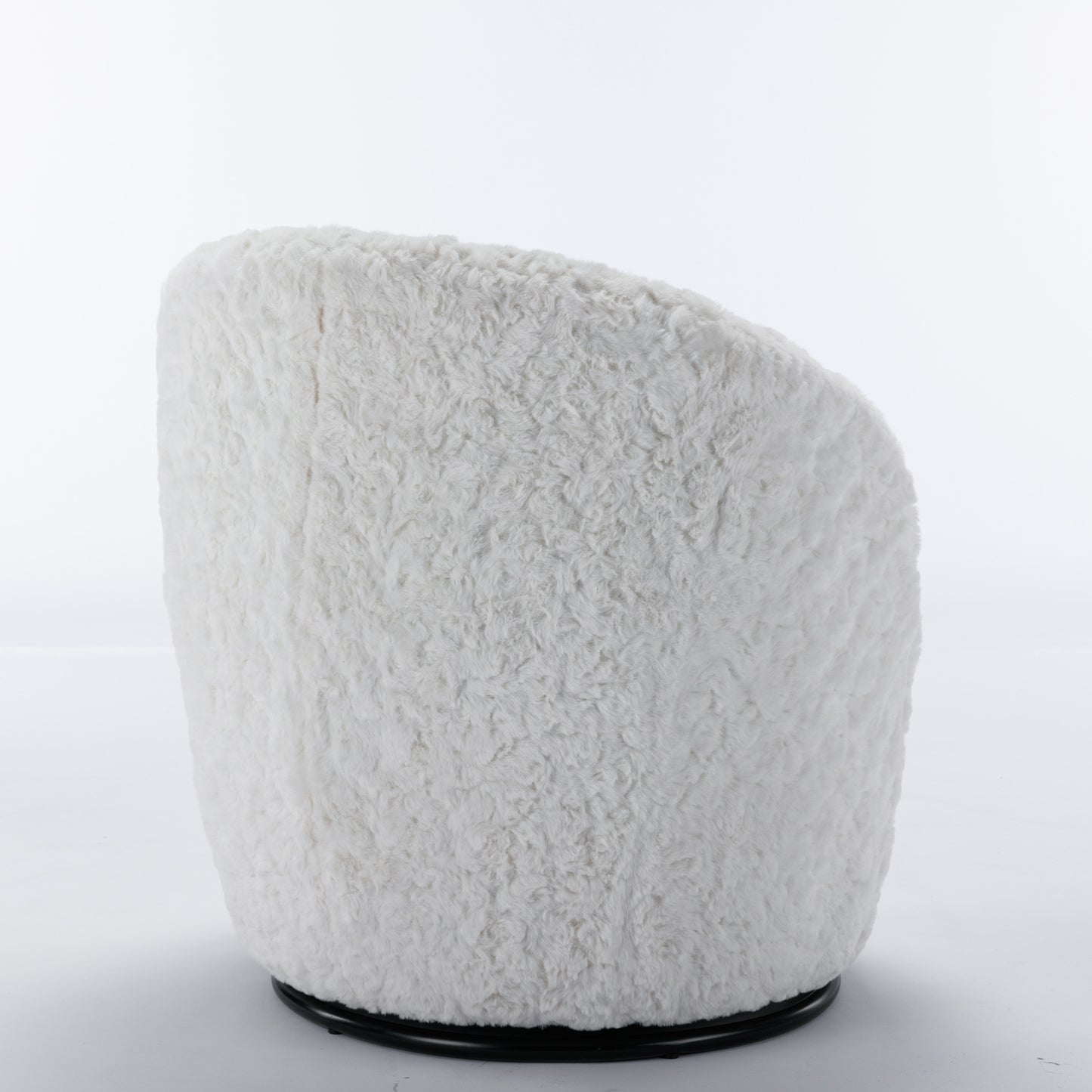Compact Modern Velvet Fabric Swivel Accent Barrel Chair With Black Powder Coating- Gray_6