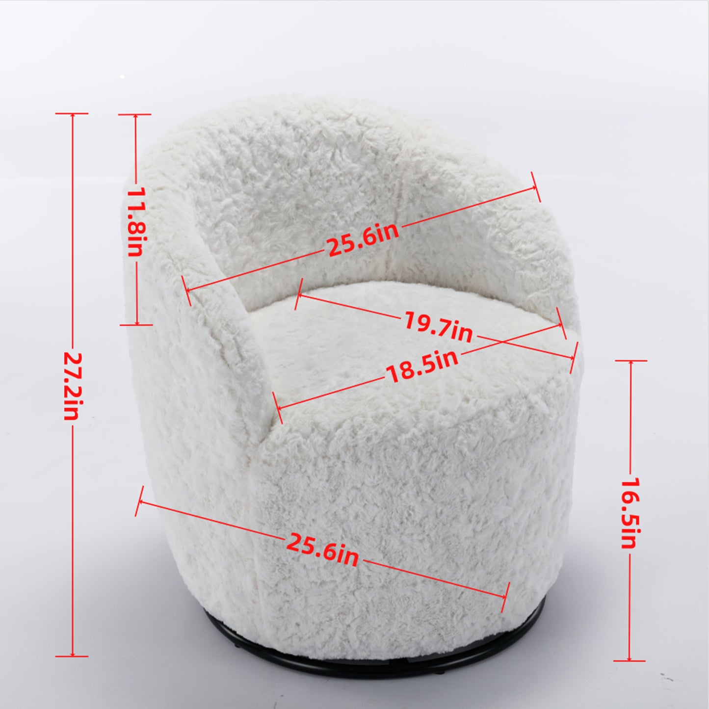 Compact Modern Velvet Fabric Swivel Accent Barrel Chair With Black Powder Coating- Gray_9