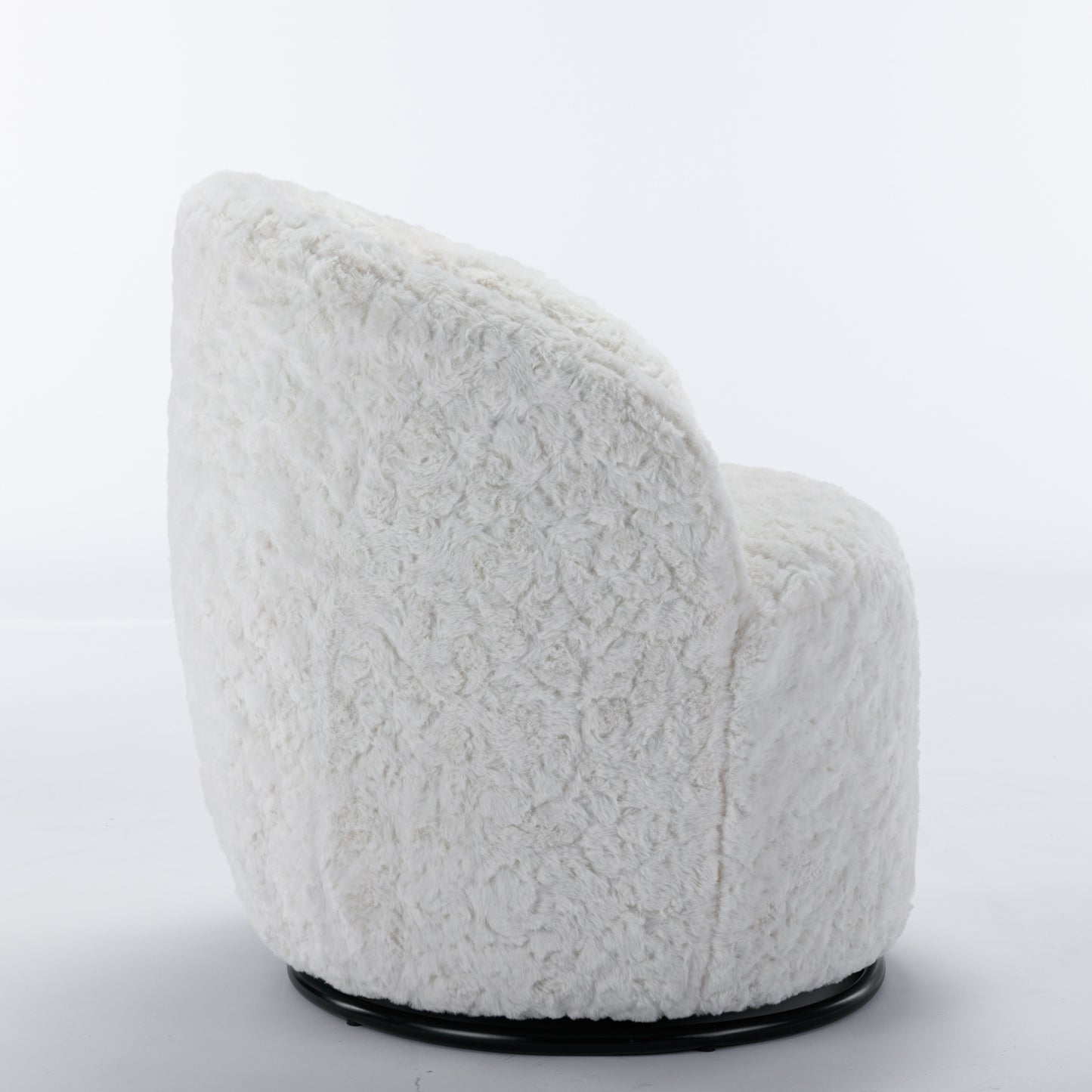 Compact Modern Velvet Fabric Swivel Accent Barrel Chair With Black Powder Coating- Gray_5