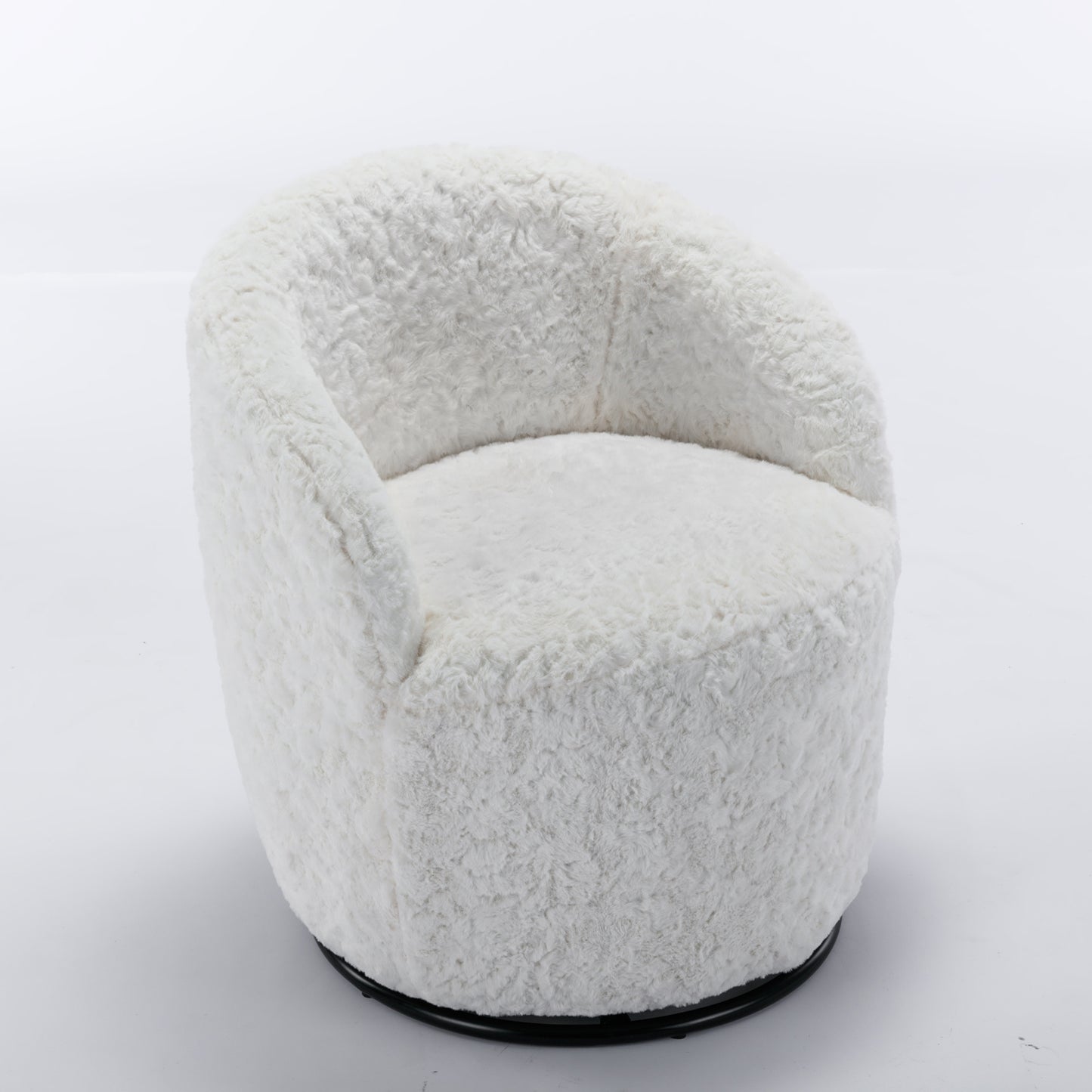 Compact Modern Velvet Fabric Swivel Accent Barrel Chair With Black Powder Coating- Gray_4