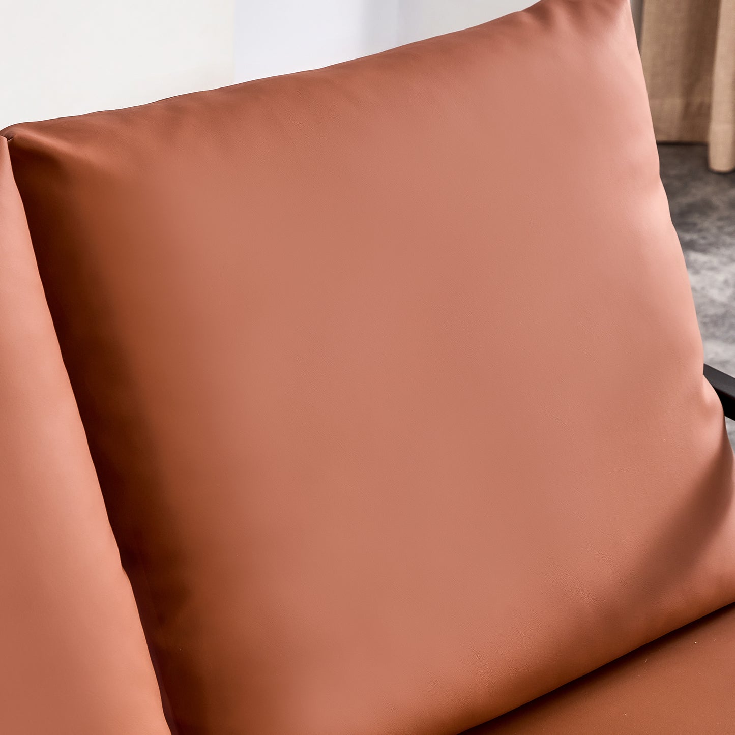2 Seater Modern Designed PU Leather Sofa Set with Black Metal Frame- Brown_15