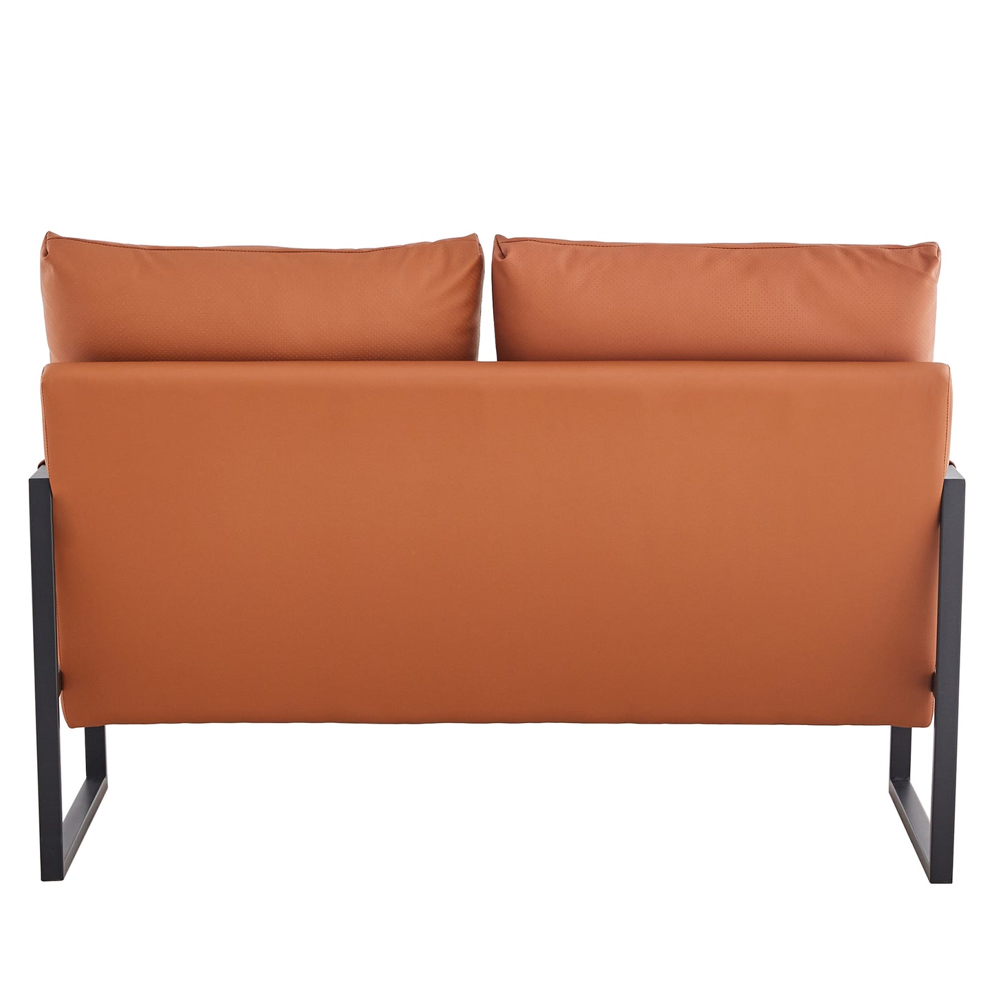 2 Seater Modern Designed PU Leather Sofa Set with Black Metal Frame- Brown_25