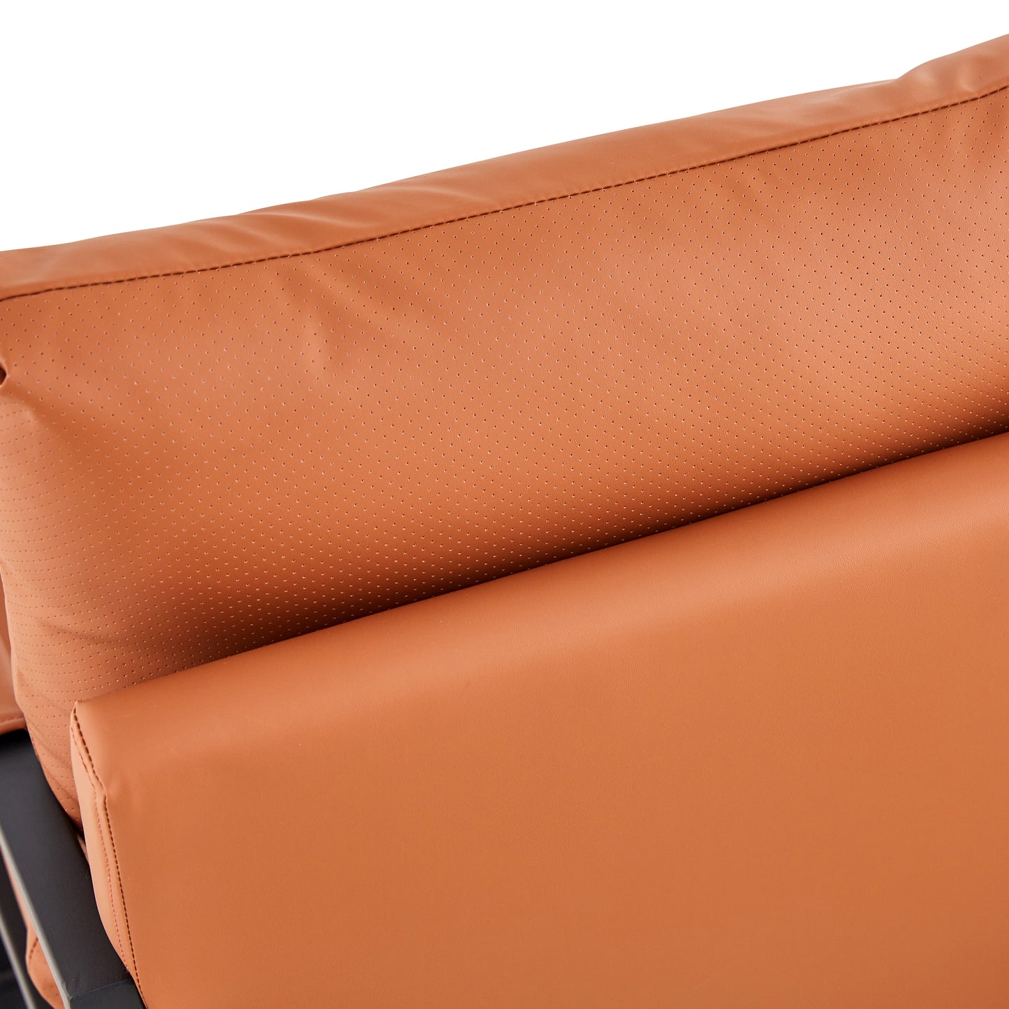 2 Seater Modern Designed PU Leather Sofa Set with Black Metal Frame- Brown_18