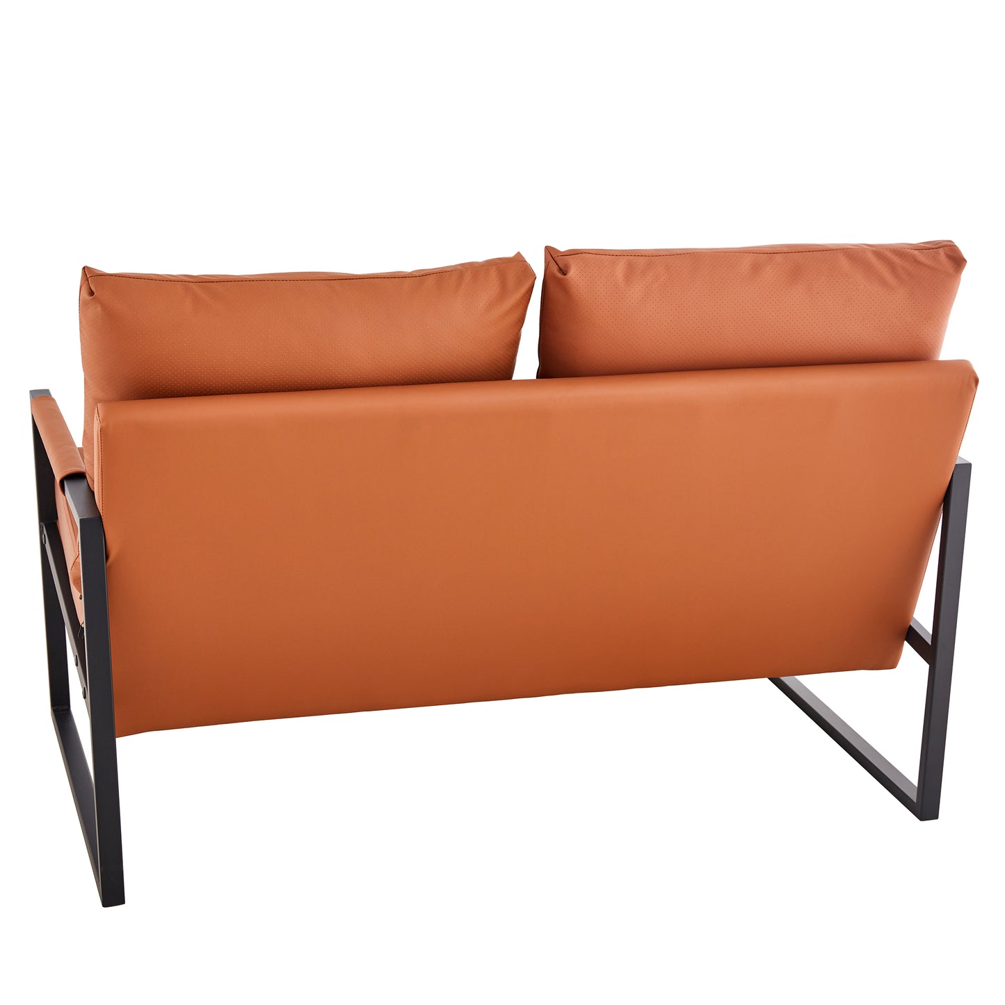 2 Seater Modern Designed PU Leather Sofa Set with Black Metal Frame- Brown_21
