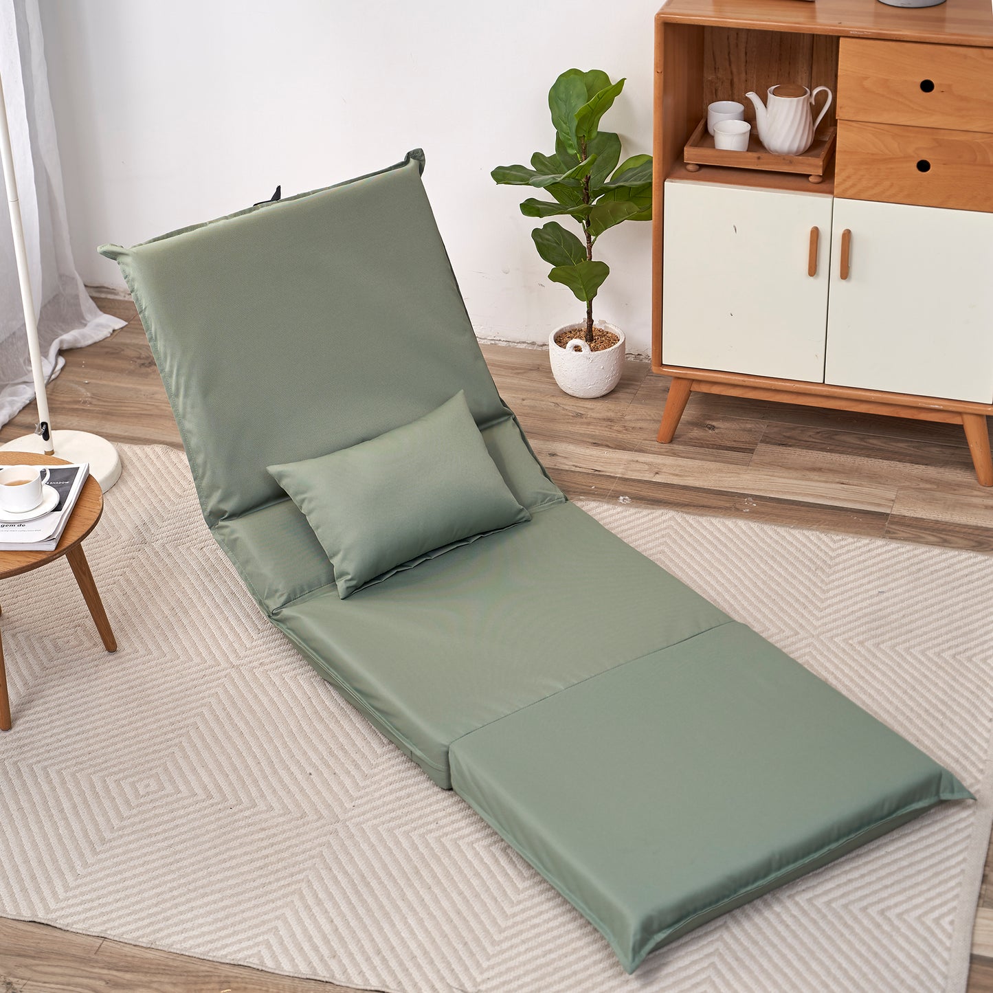 14 Position Height Adjustable Portable Chair for Outdoor Travel with Carrying Bag- Light Green_5