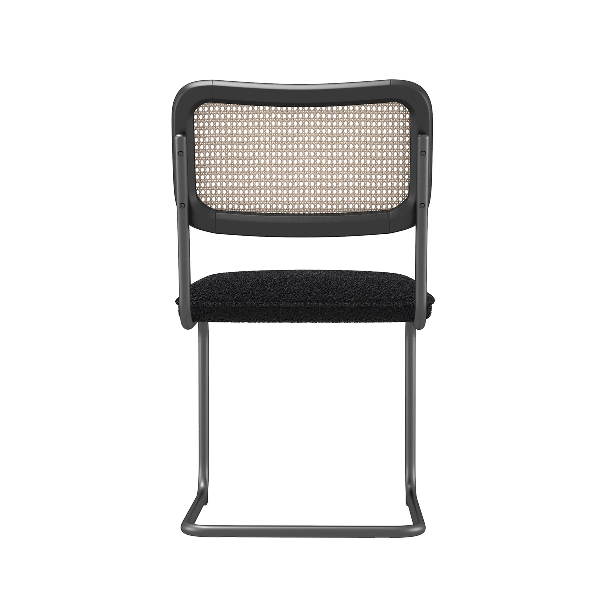 Set of 2 Teddy Velvet Dining Chair with High-Density Sponge Rattan Chair- Black_10