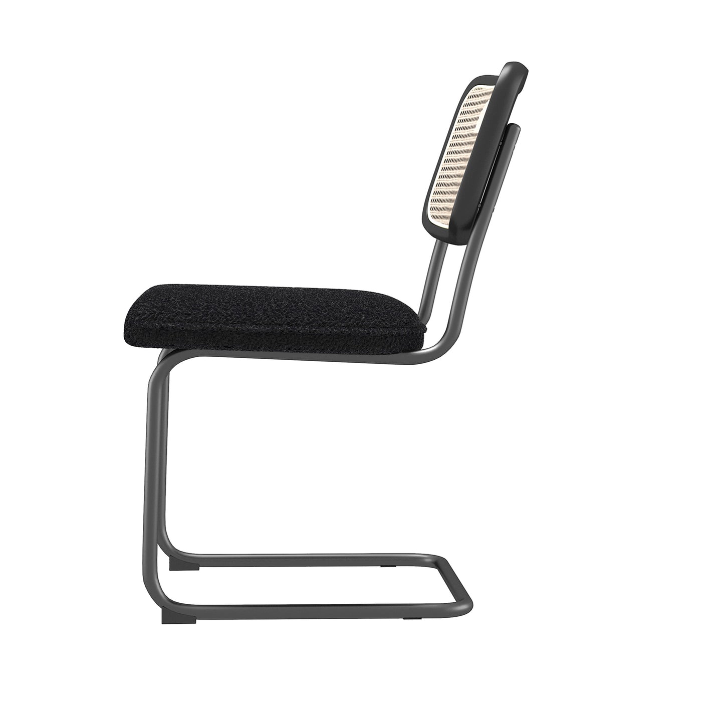 Set of 2 Teddy Velvet Dining Chair with High-Density Sponge Rattan Chair- Black_8
