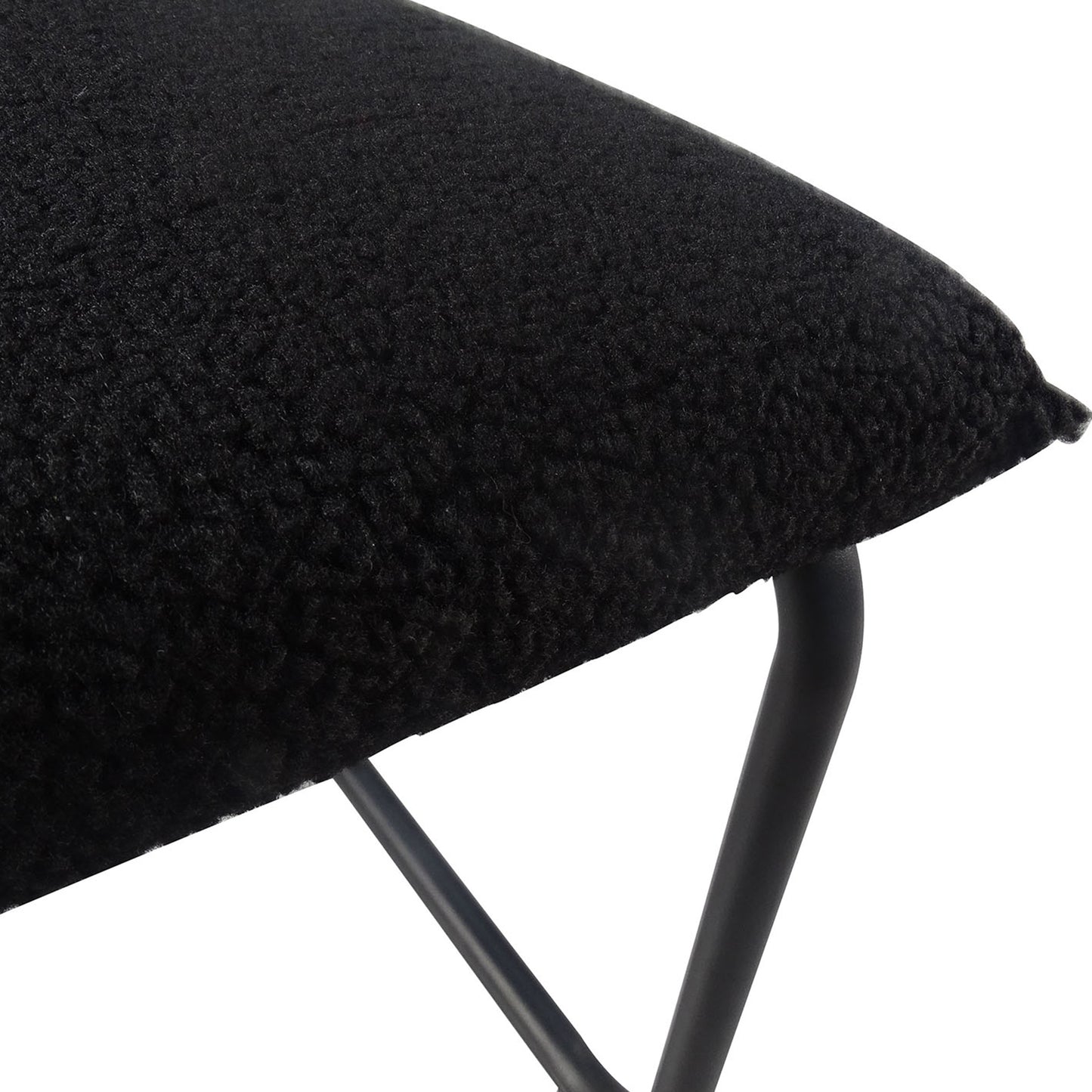 Set of 2 Teddy Velvet Dining Chair with High-Density Sponge Rattan Chair- Black_14