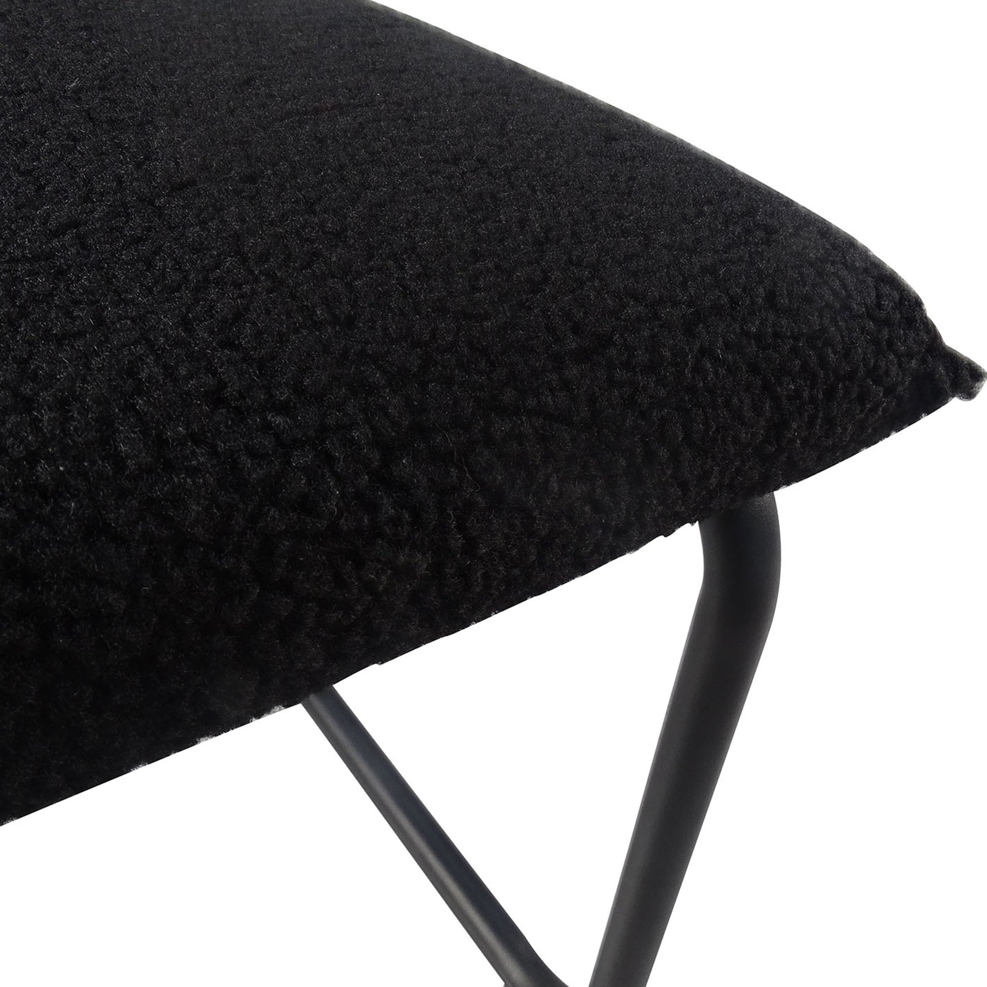 Set of 2 Teddy Velvet Dining Chair with High-Density Sponge Rattan Chair- Black_14