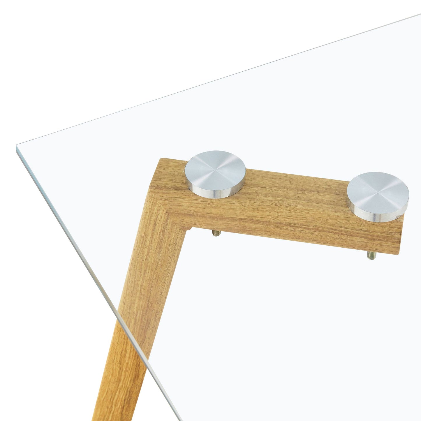 4-6 Seater Minimalist Rectangular Tempered Glass Dining Table with Brown Metal Legs_12