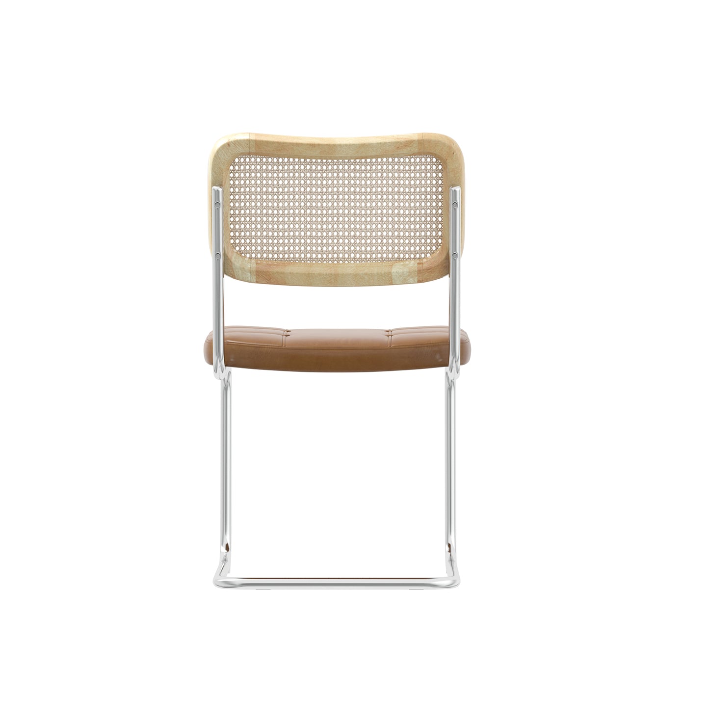 Set of 2 PU Leather Dining Chair with High-Density Sponge Rattan Chair- Brown_10