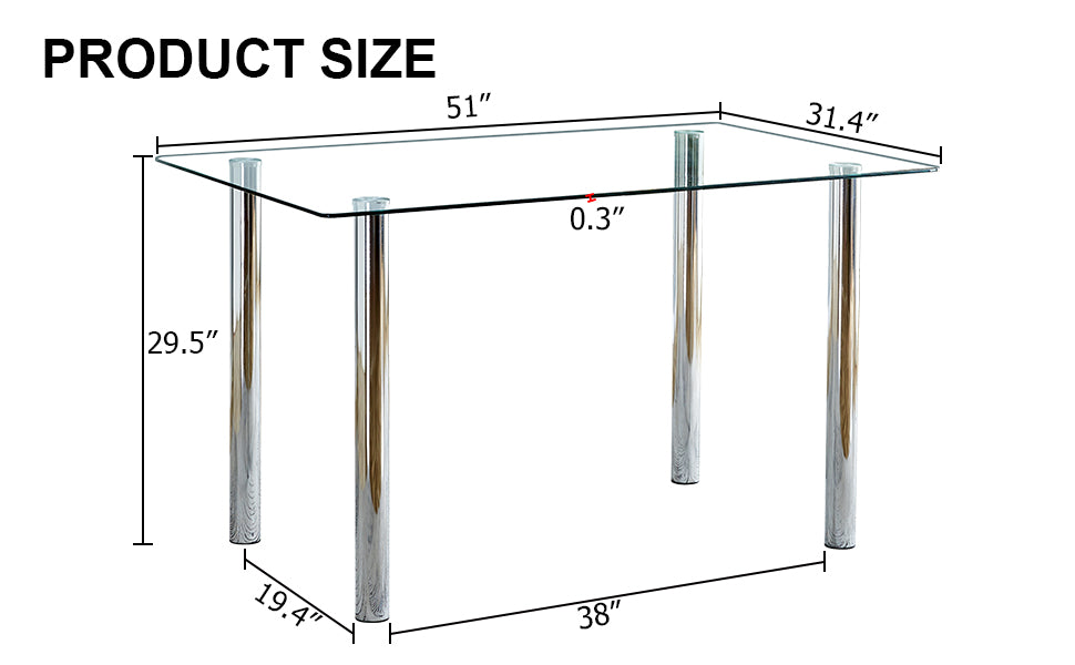 Modern Minimalist Rectangular Tempered Glass Desktop with Silver Metal Legs_20
