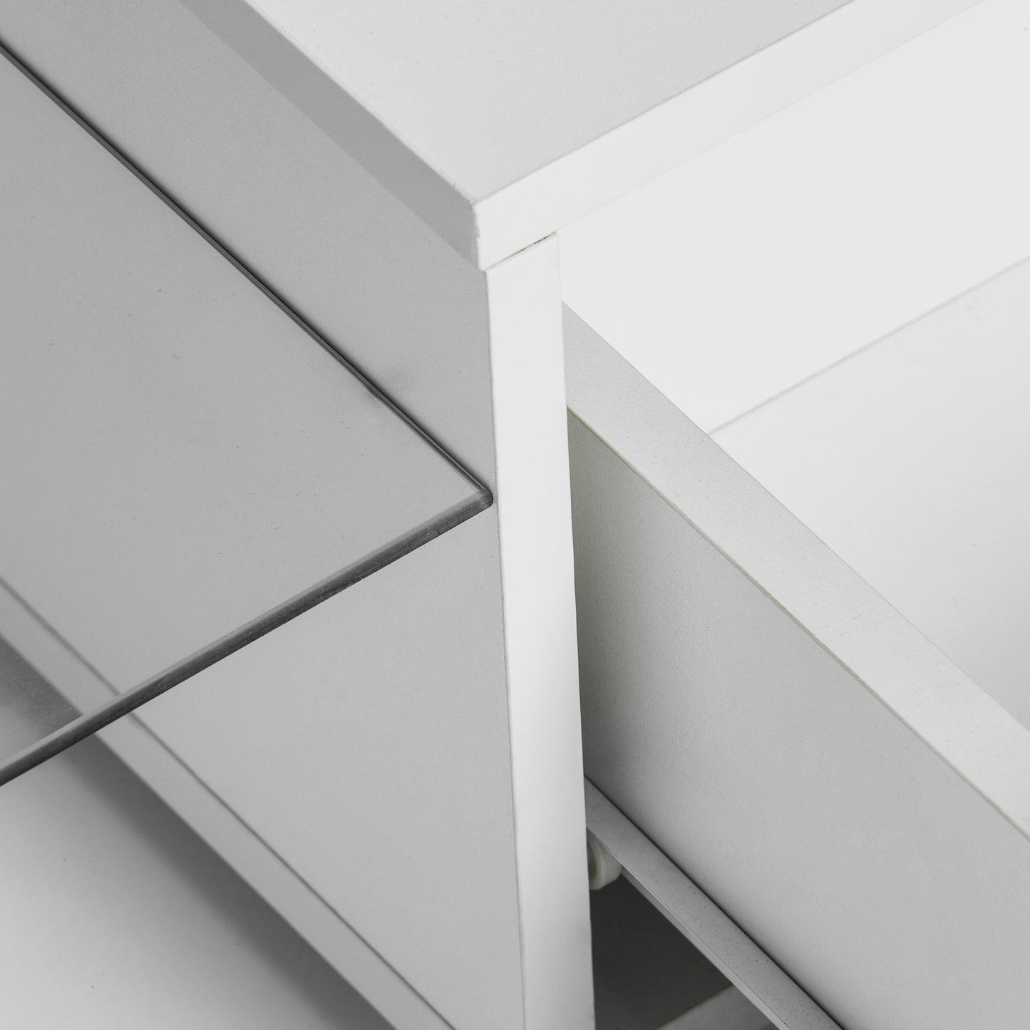 Easy Assembly High Glossy Front TV Stand with Storage Drawers and LED Light - White_10