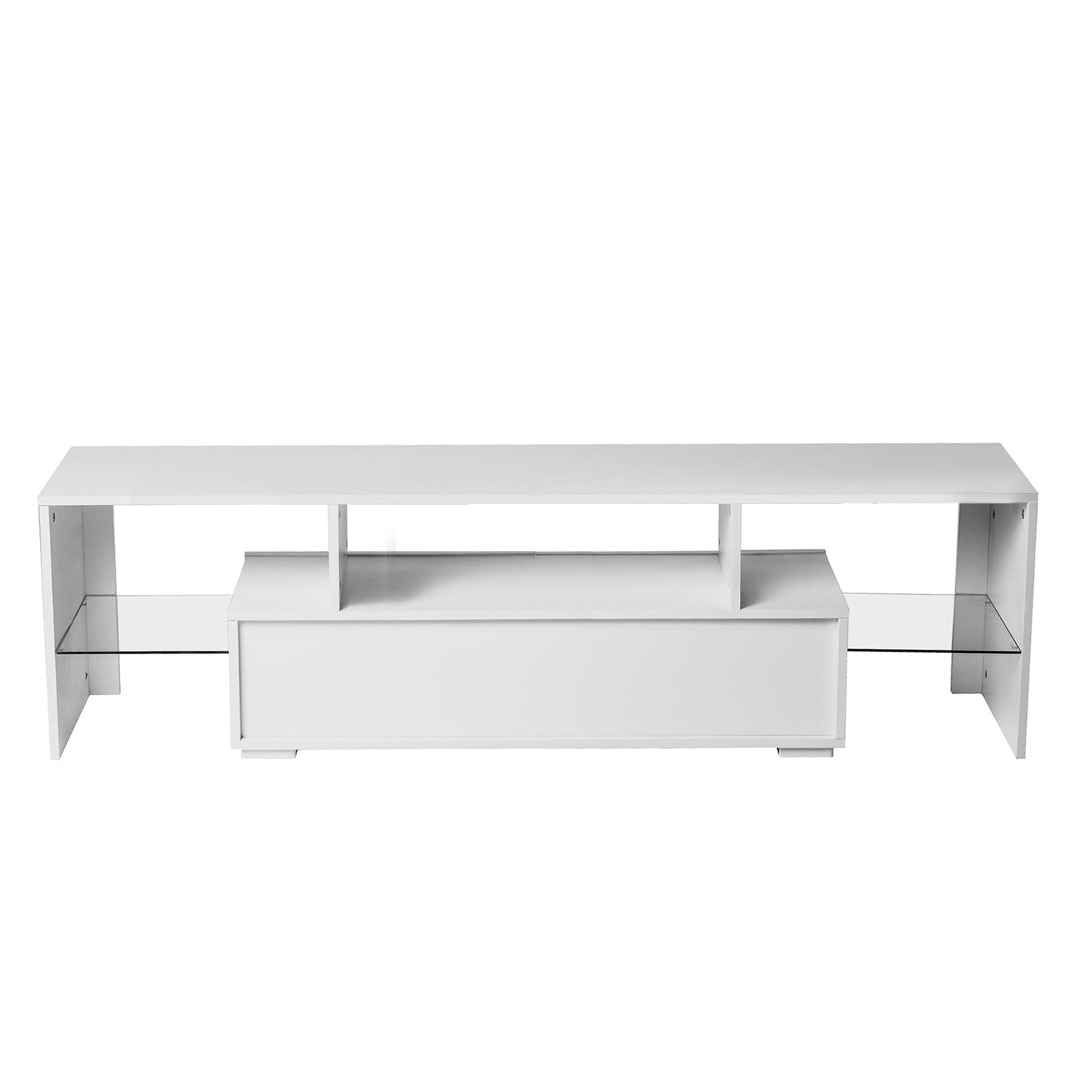 Easy Assembly High Glossy Front TV Stand with Storage Drawers and LED Light - White_18