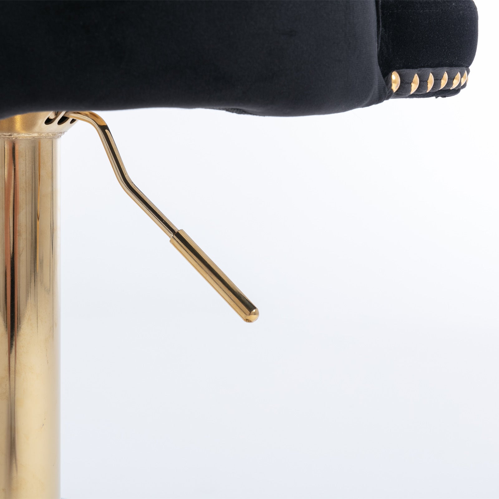 Set of 2 Modern Upholstered Tufted Velvet Armless Bar Stools with Gold Details- Black_15