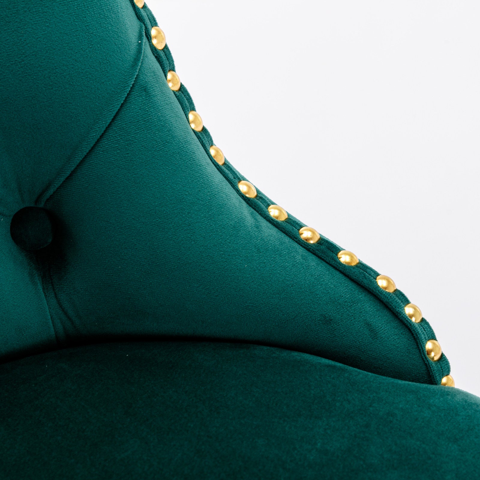 Set of 2 Modern Upholstered Tufted Velvet Armless Bar Stools with Gold Details- Green_7