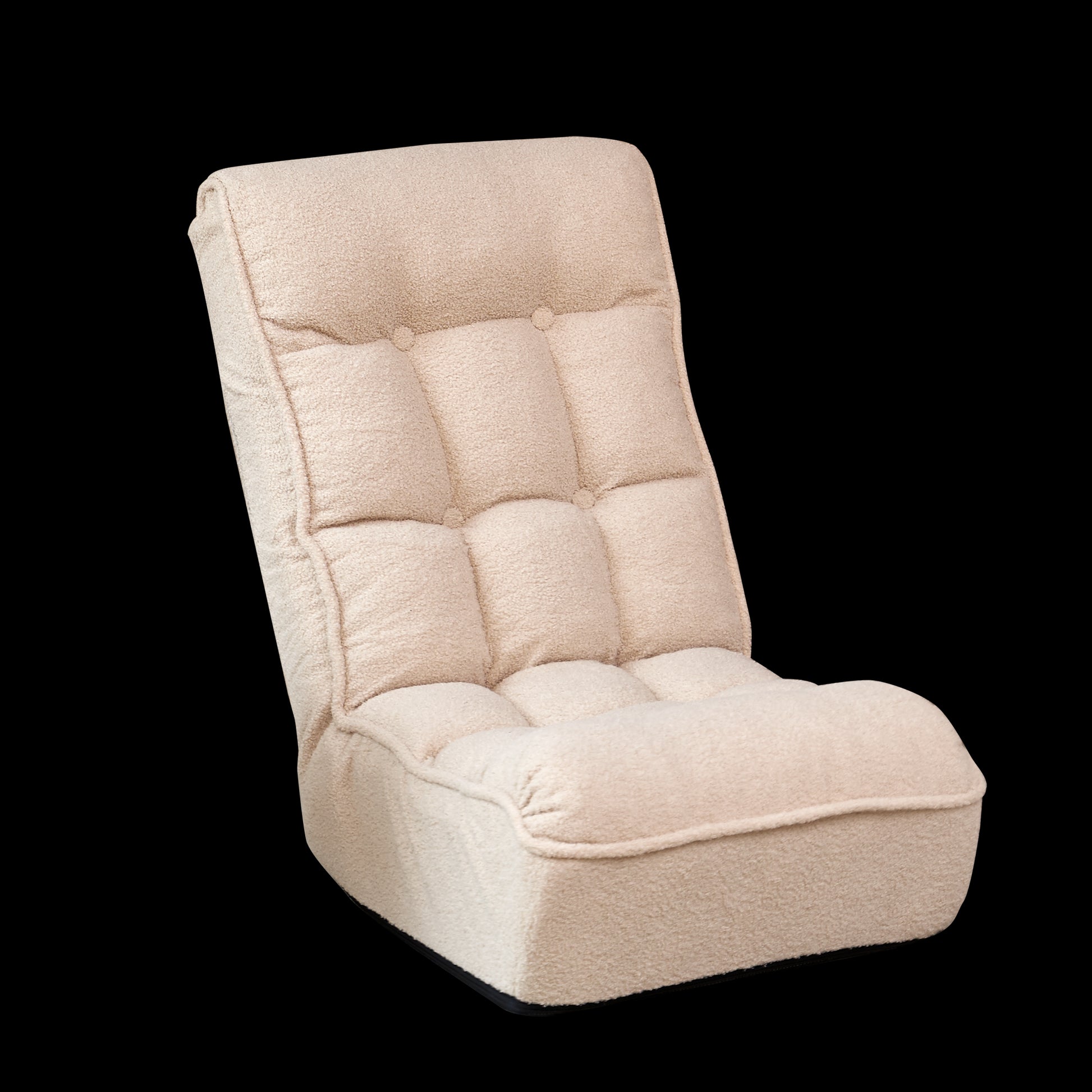 Single Seater Japanese Style Thick Cushioned Lazy Tatami Recliner Sofa- White_15