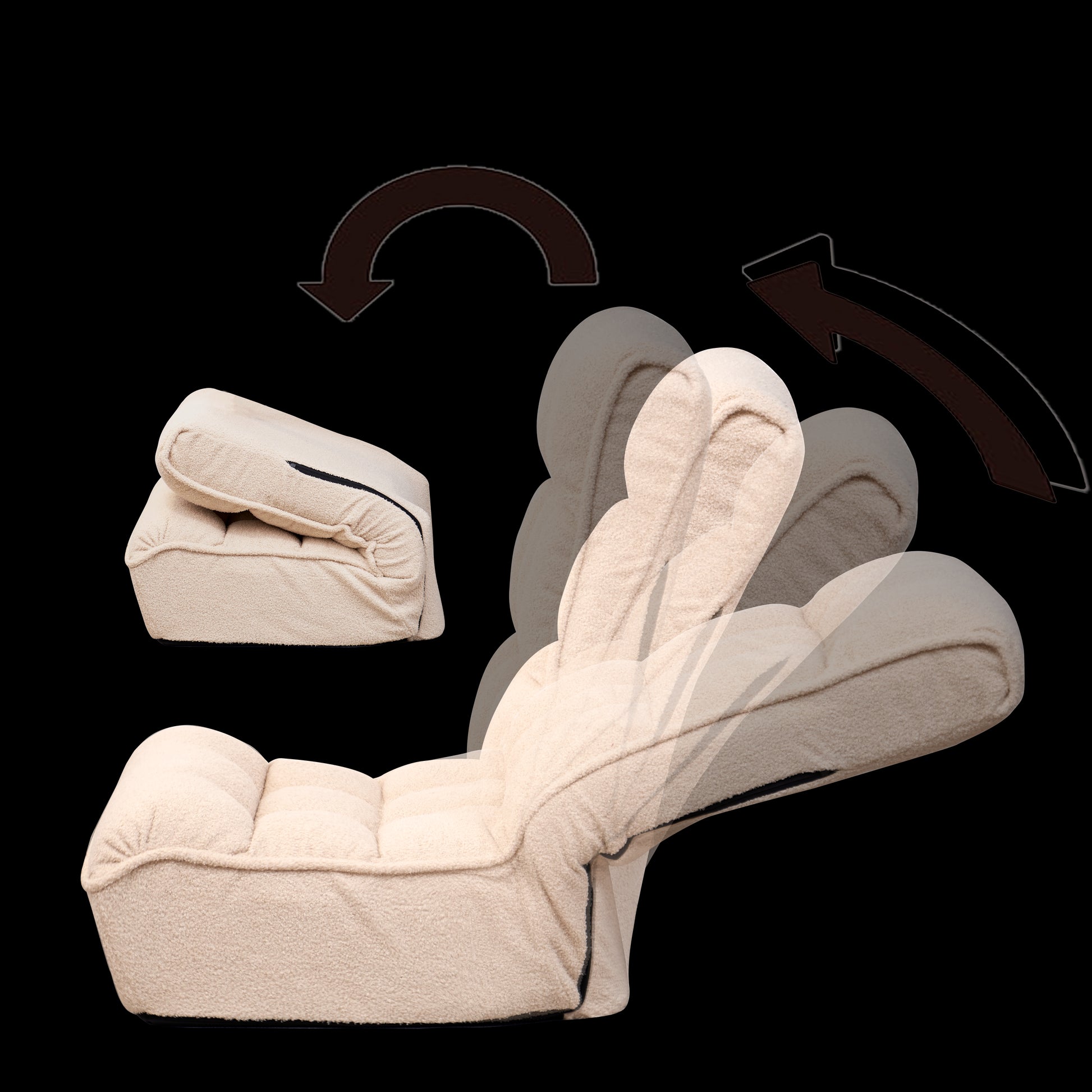 Single Seater Japanese Style Thick Cushioned Lazy Tatami Recliner Sofa- White_16