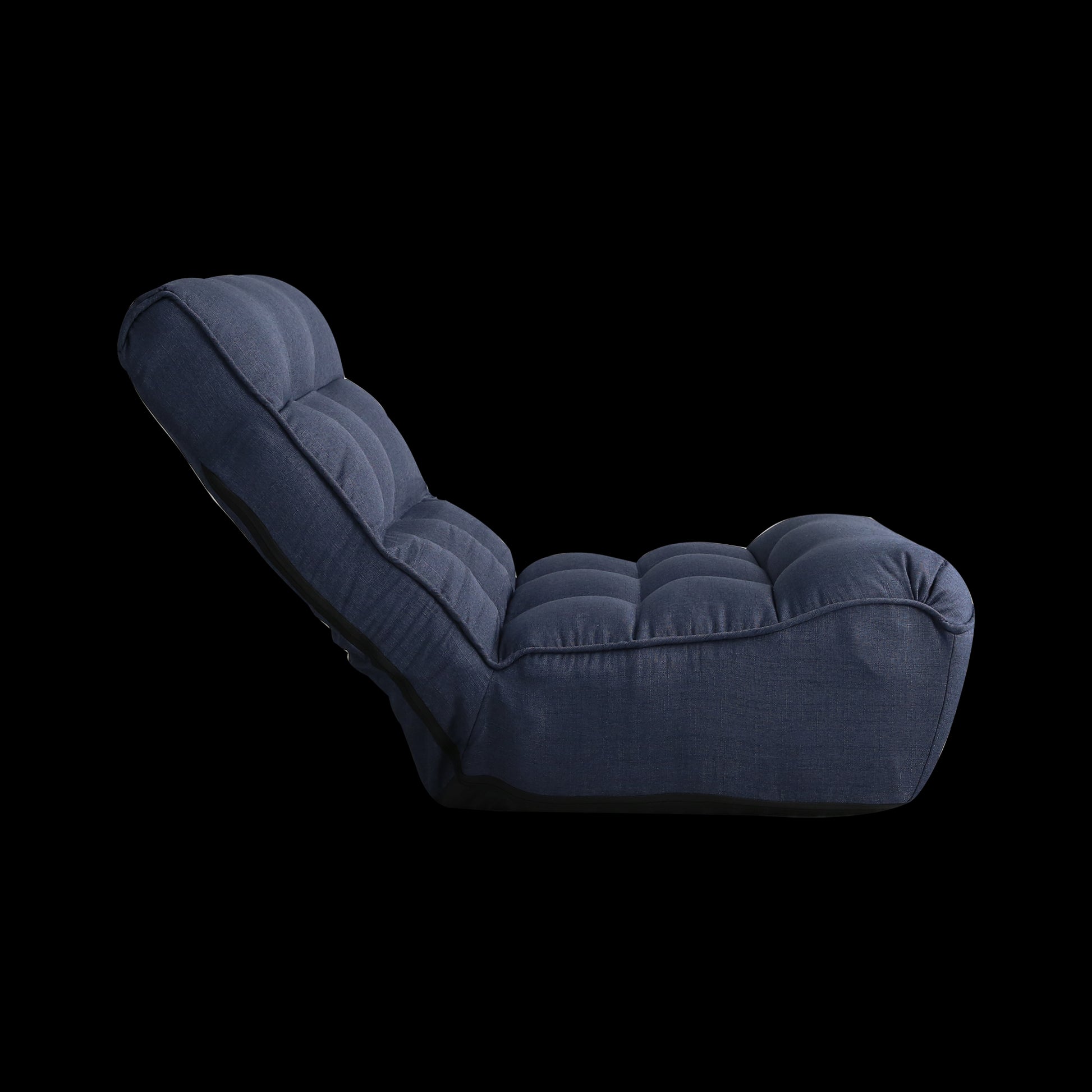 Single Seater Japanese Style Thick Cushioned Lazy Tatami Recliner Sofa- Navy_12