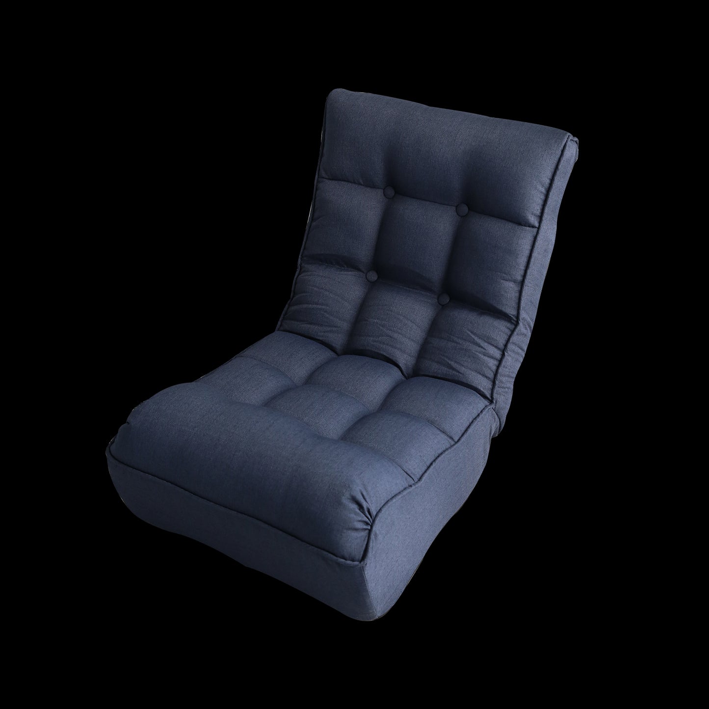 Single Seater Japanese Style Thick Cushioned Lazy Tatami Recliner Sofa- Navy_9