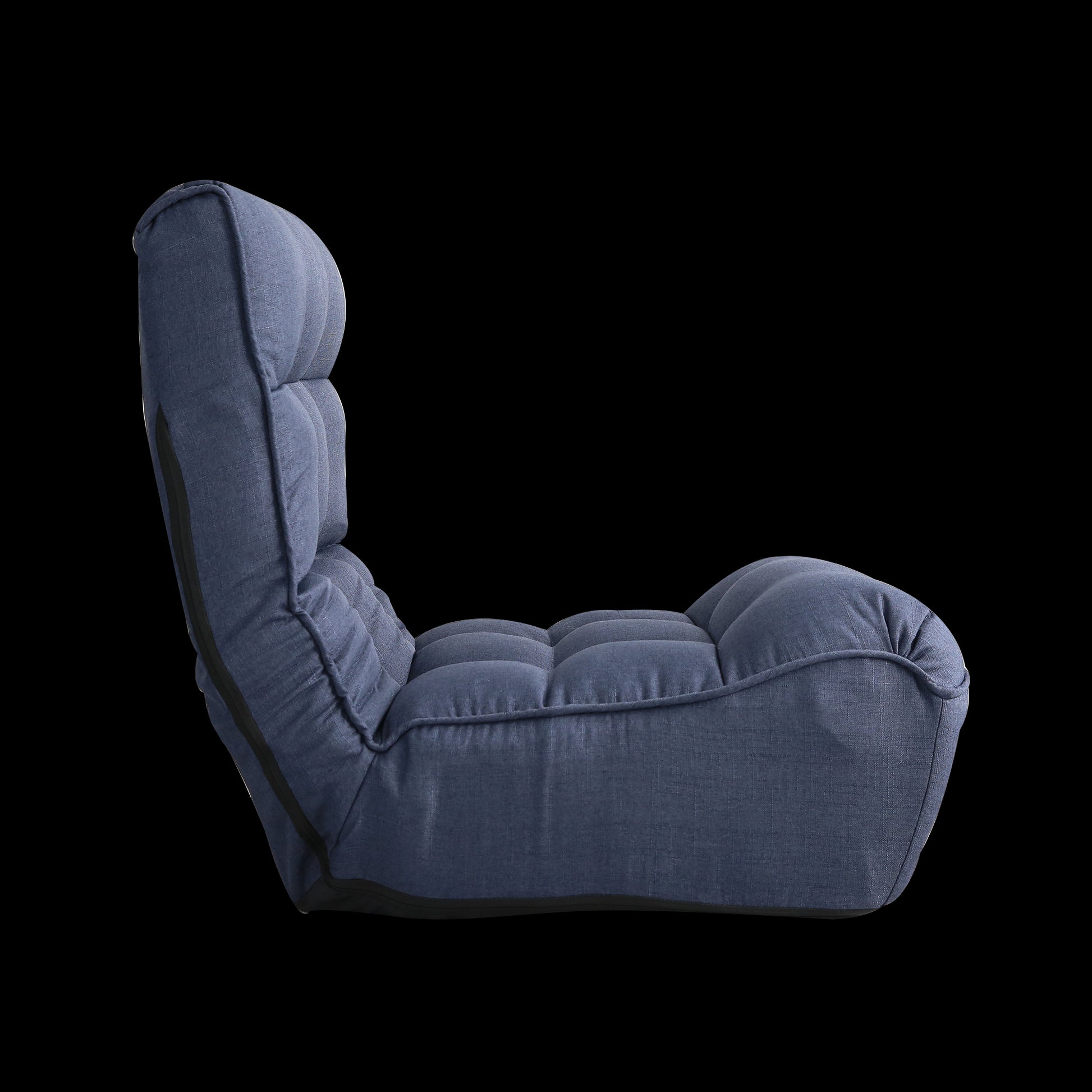 Single Seater Japanese Style Thick Cushioned Lazy Tatami Recliner Sofa- Navy_14
