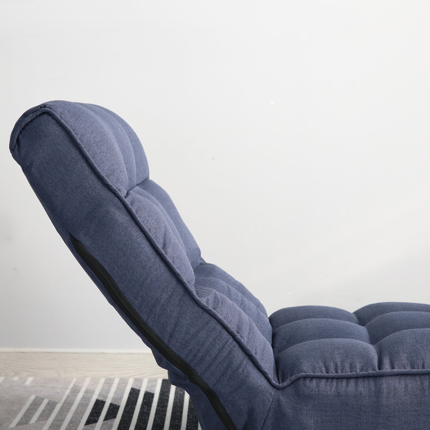 Single Seater Japanese Style Thick Cushioned Lazy Tatami Recliner Sofa- Navy_21