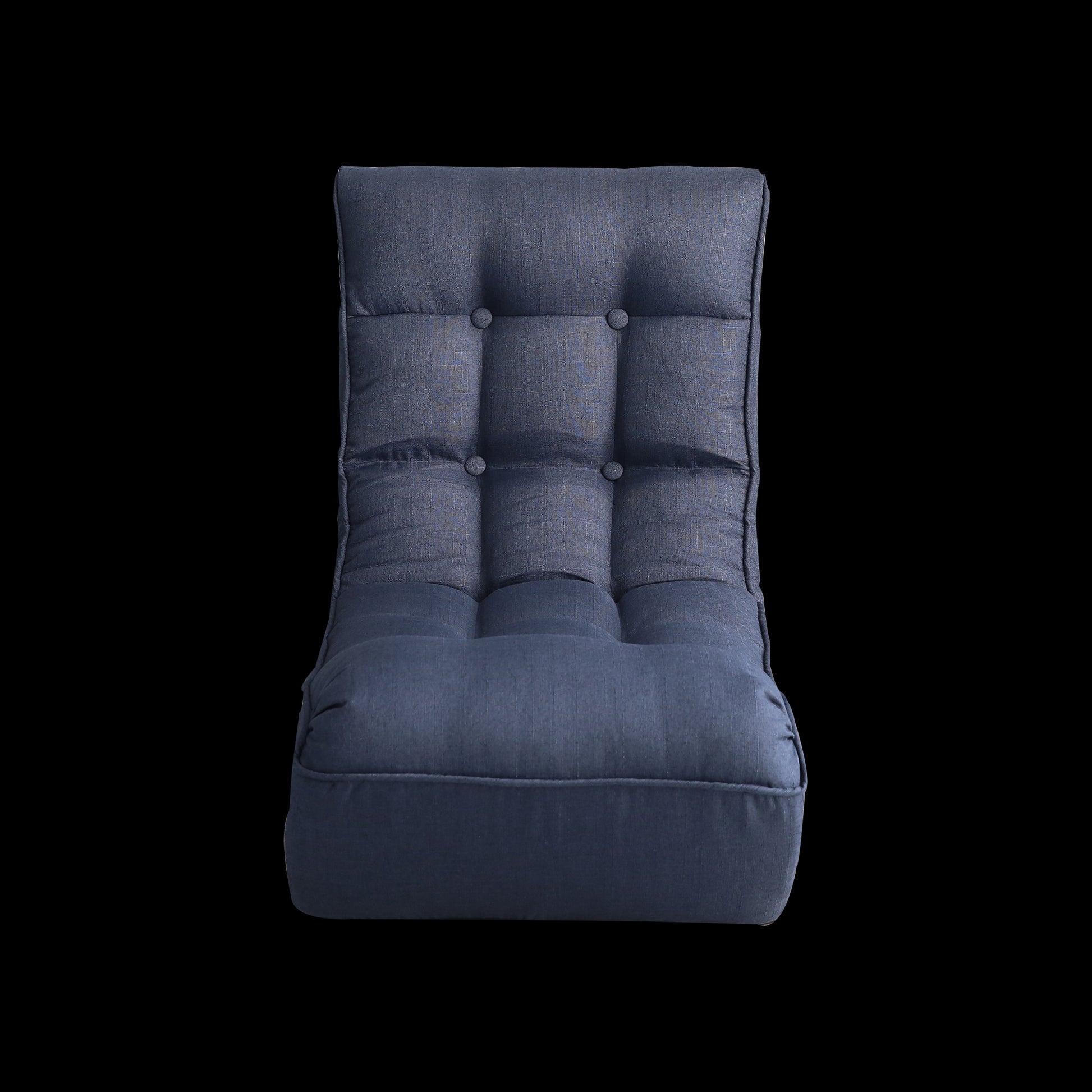 Single Seater Japanese Style Thick Cushioned Lazy Tatami Recliner Sofa- Navy_10