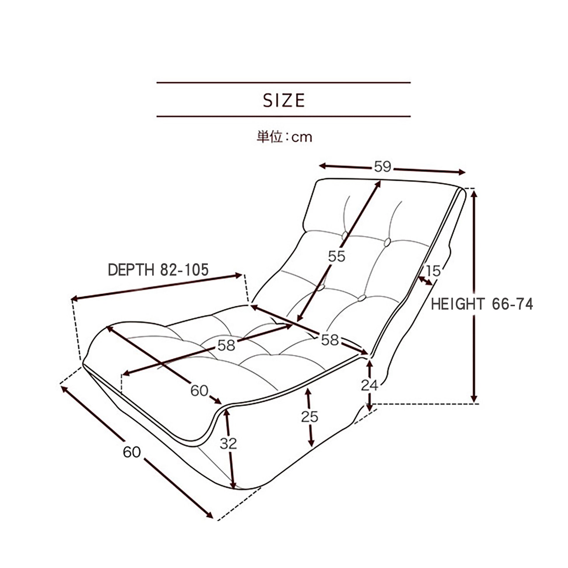 Single Seater Japanese Style Thick Cushioned Lazy Tatami Recliner Sofa- Gray_32
