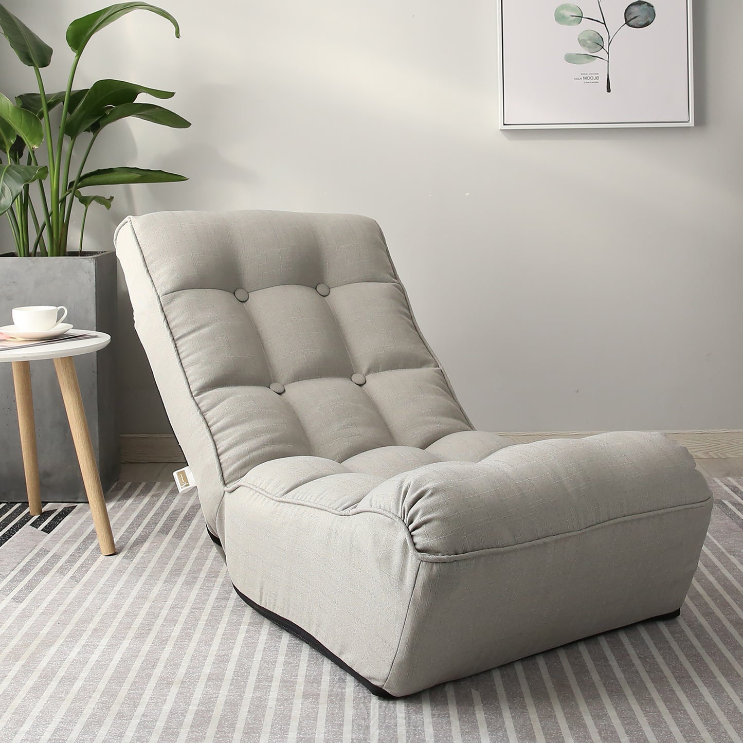 Single Seater Japanese Style Thick Cushioned Lazy Tatami Recliner Sofa- Gray_14