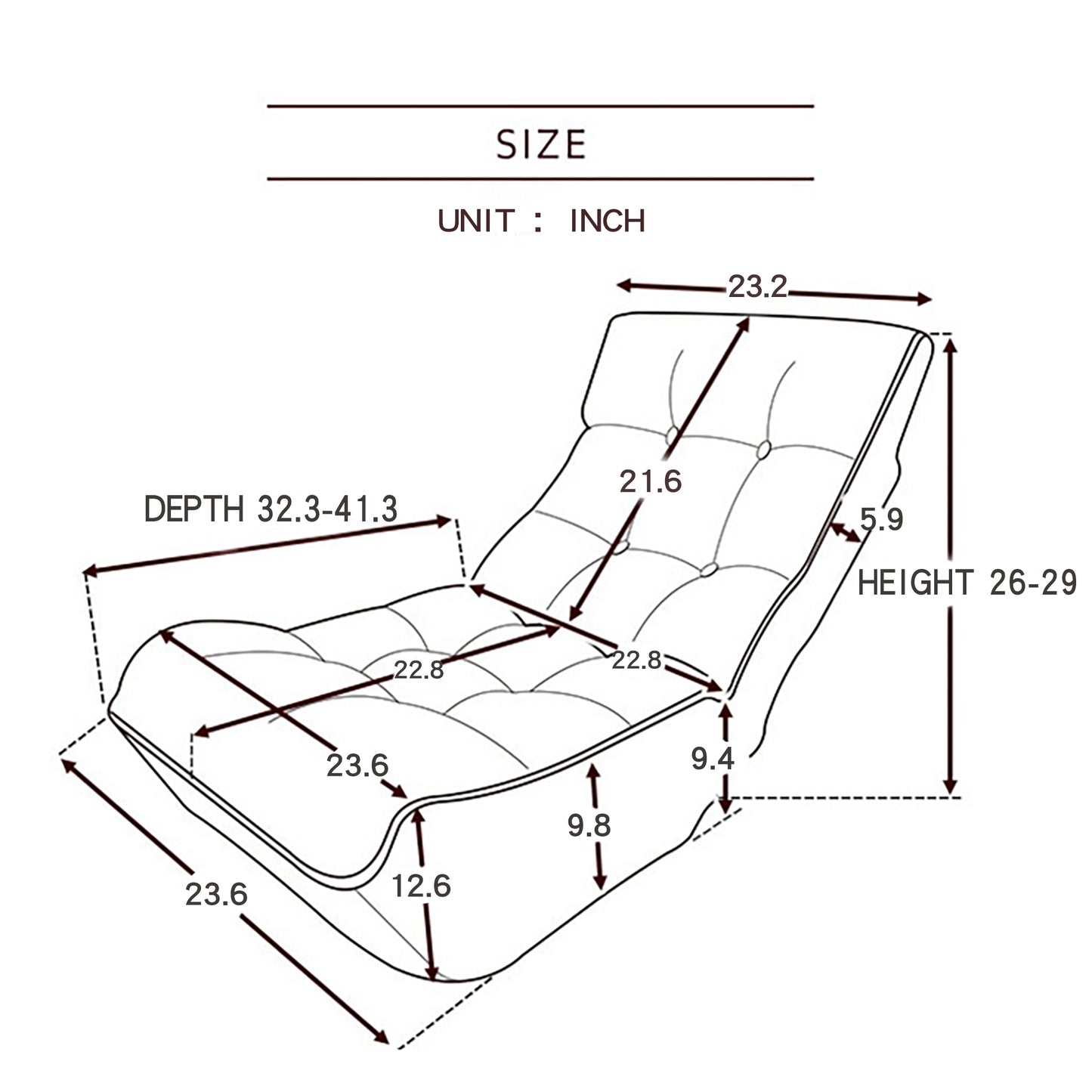 Single Seater Japanese Style Thick Cushioned Lazy Tatami Recliner Sofa- Gray_30